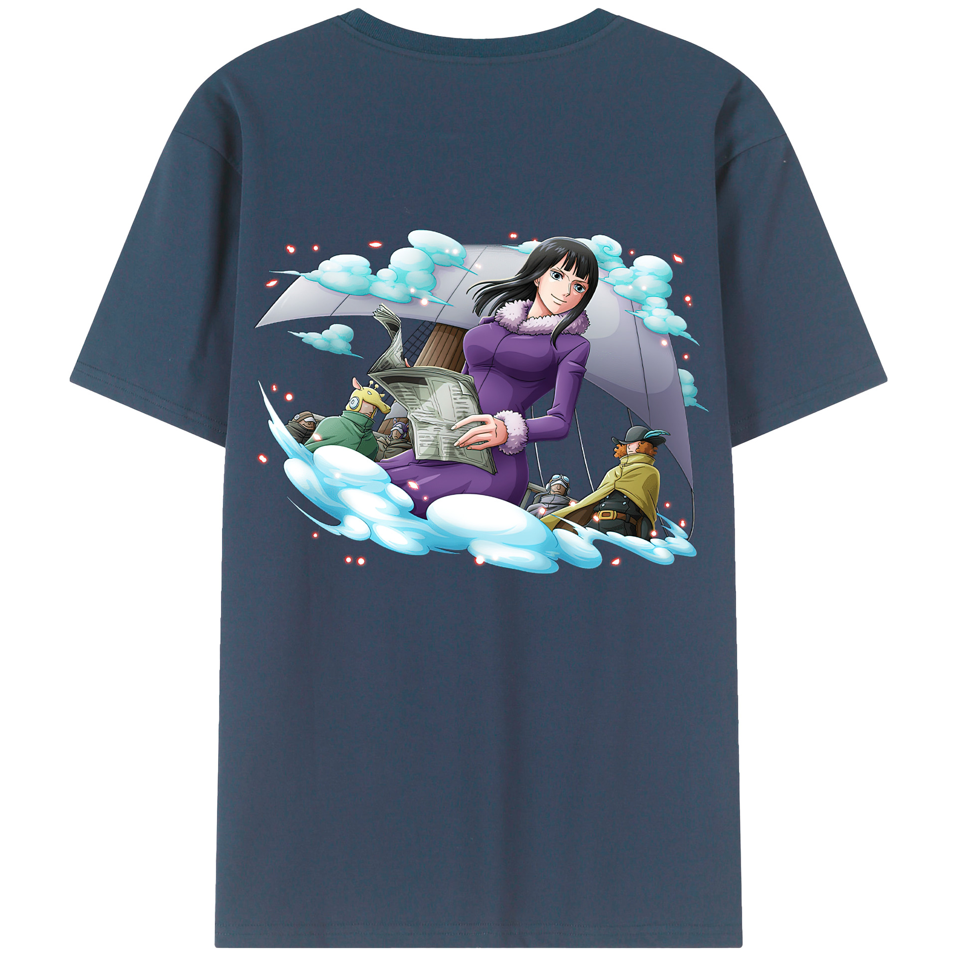 ワンピース ニコ・ロビン ONE PIECE Nico Robin 綿100％ メンズ半袖Tシャツ（バックプリント） 通気性