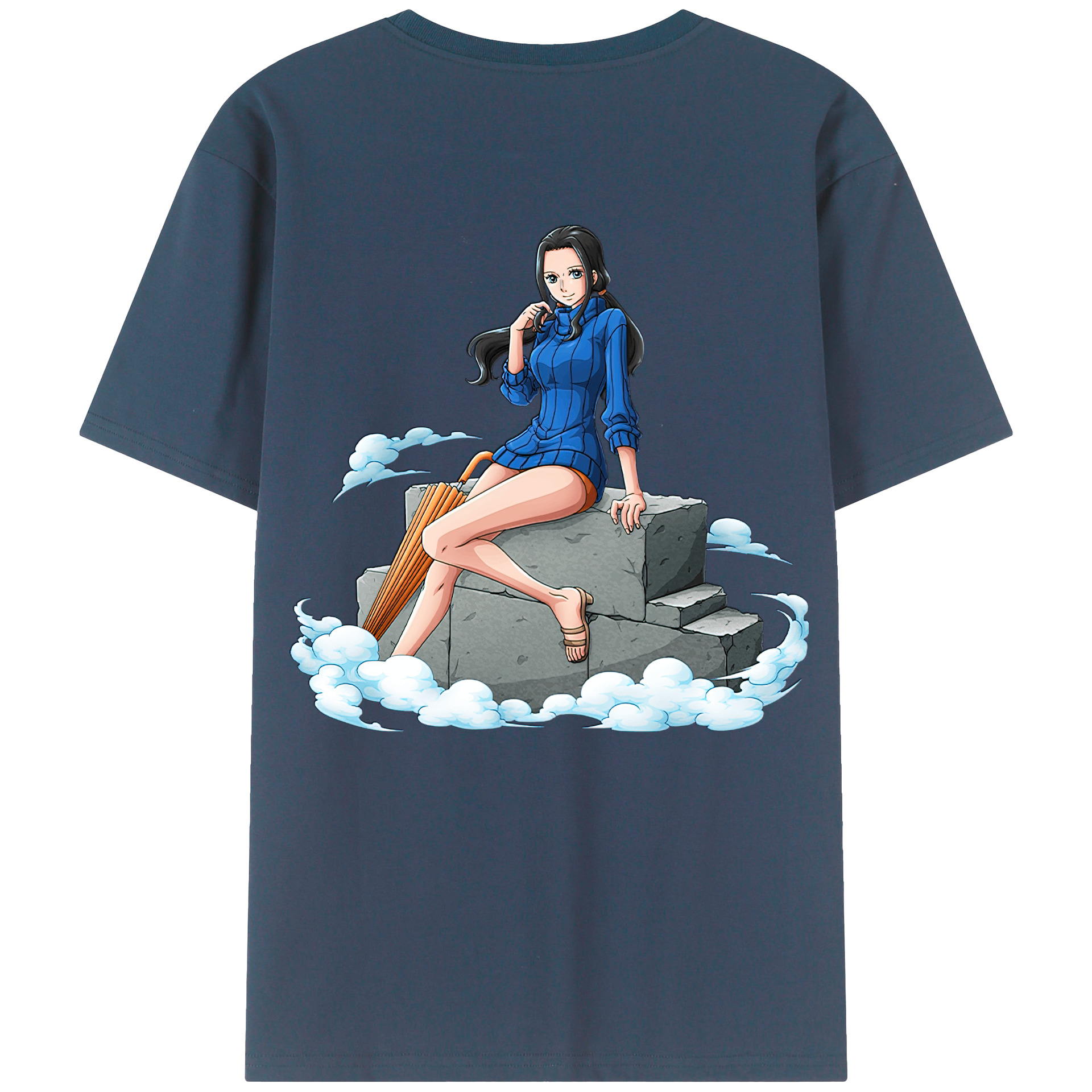 ワンピース ニコ・ロビン ONE PIECE Nico Robin 綿100％ メンズ半袖Tシャツ（バックプリント） 通気性