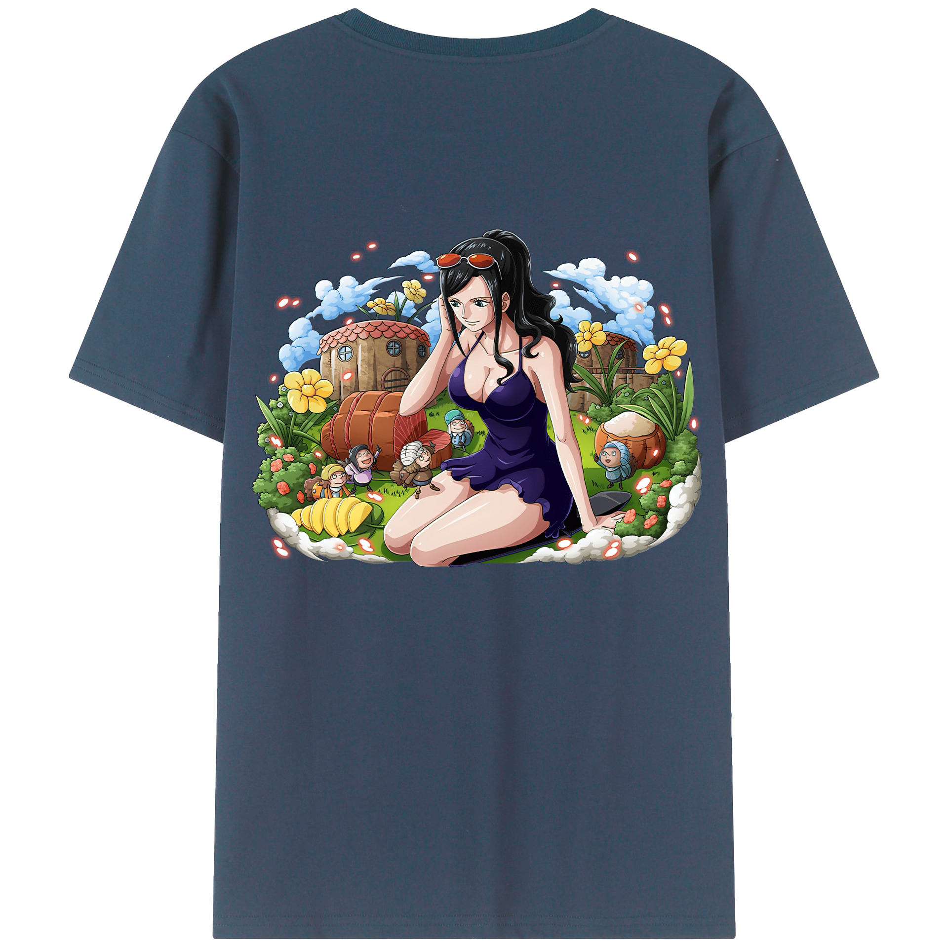 ワンピース ニコ・ロビン ONE PIECE Nico Robin 綿100％ メンズ半袖Tシャツ（バックプリント） 通気性