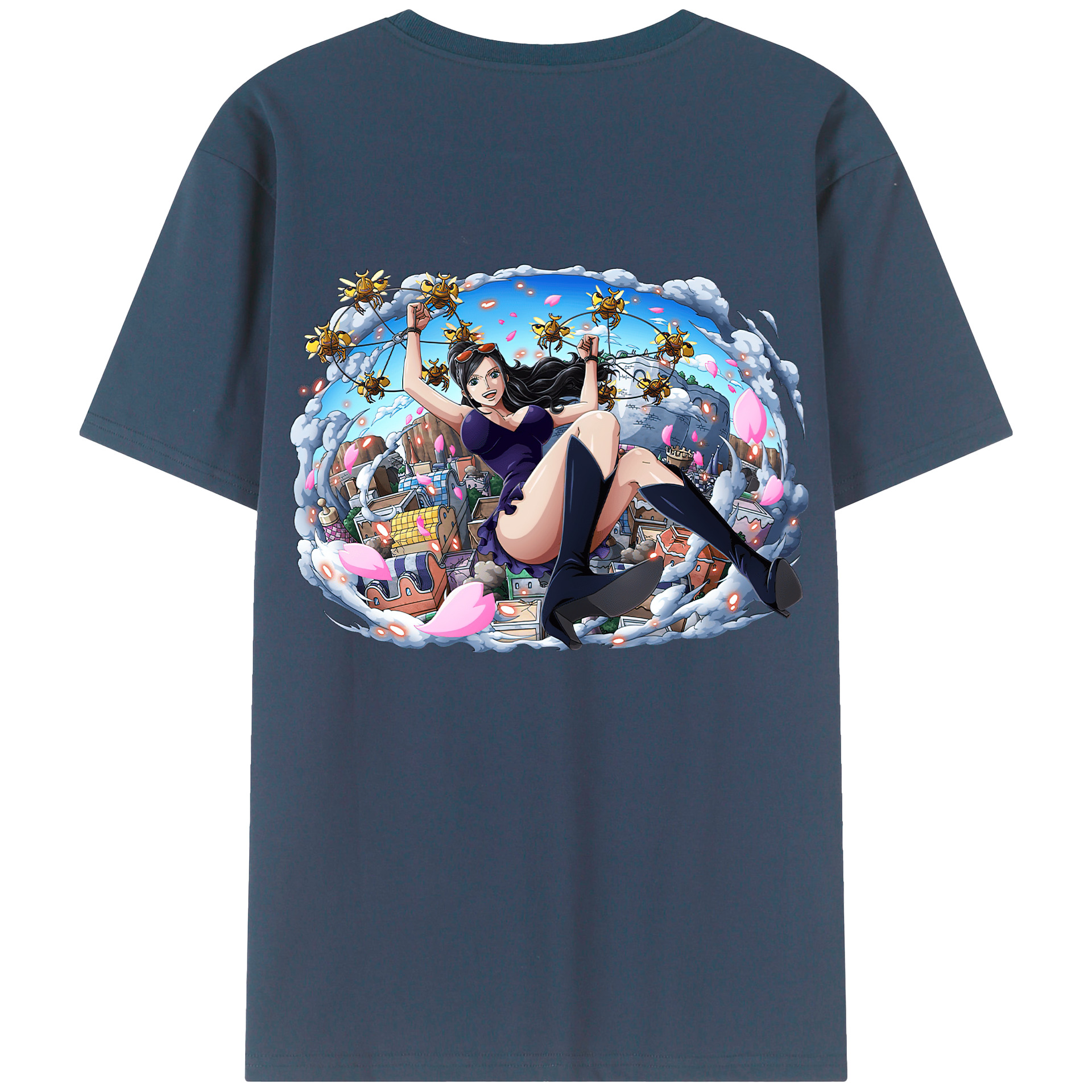 ワンピース ニコ・ロビン ONE PIECE Nico Robin 綿100％ メンズ半袖Tシャツ（バックプリント） 通気性