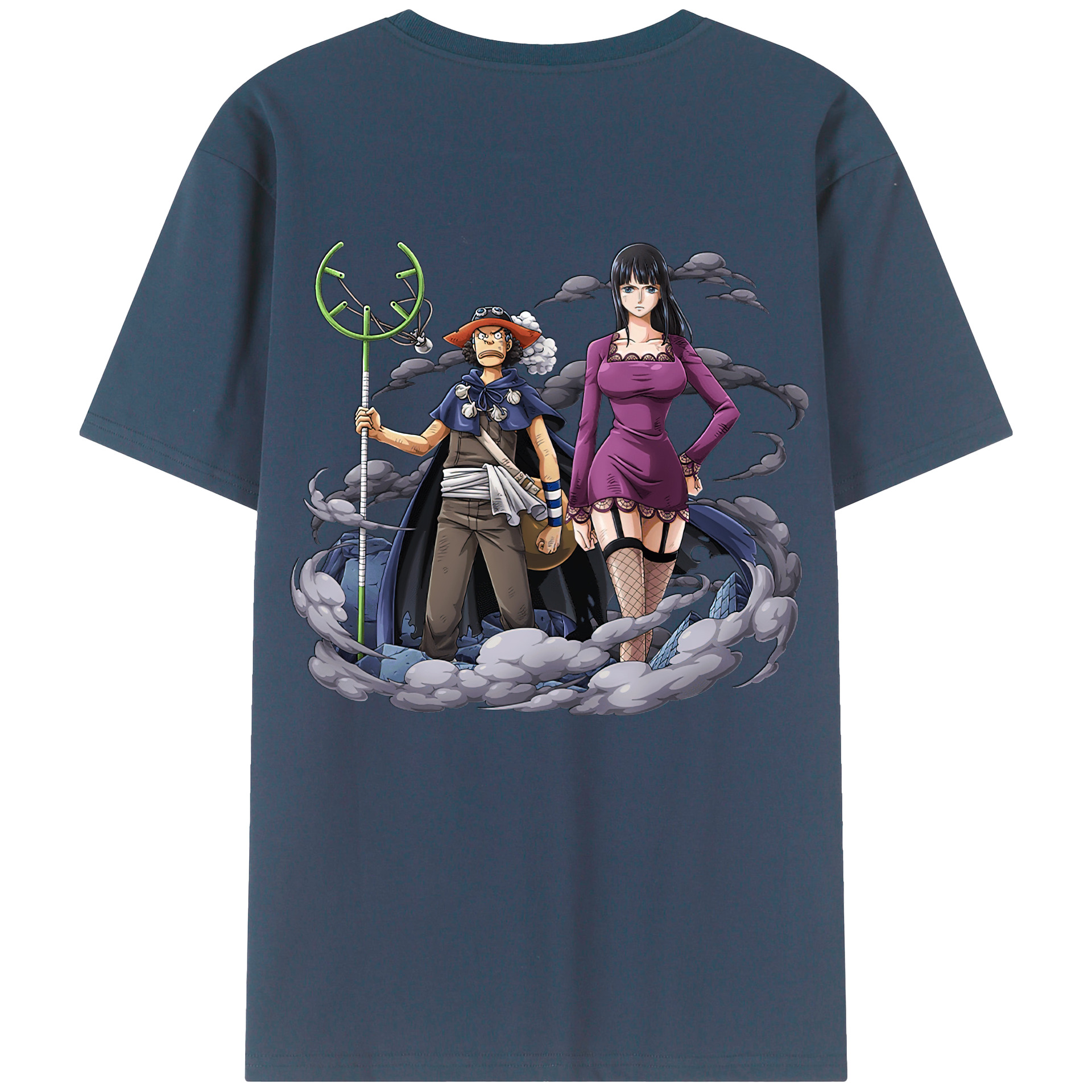 ワンピース ニコ・ロビン ONE PIECE Nico Robin 綿100％ メンズ半袖Tシャツ（バックプリント） 通気性