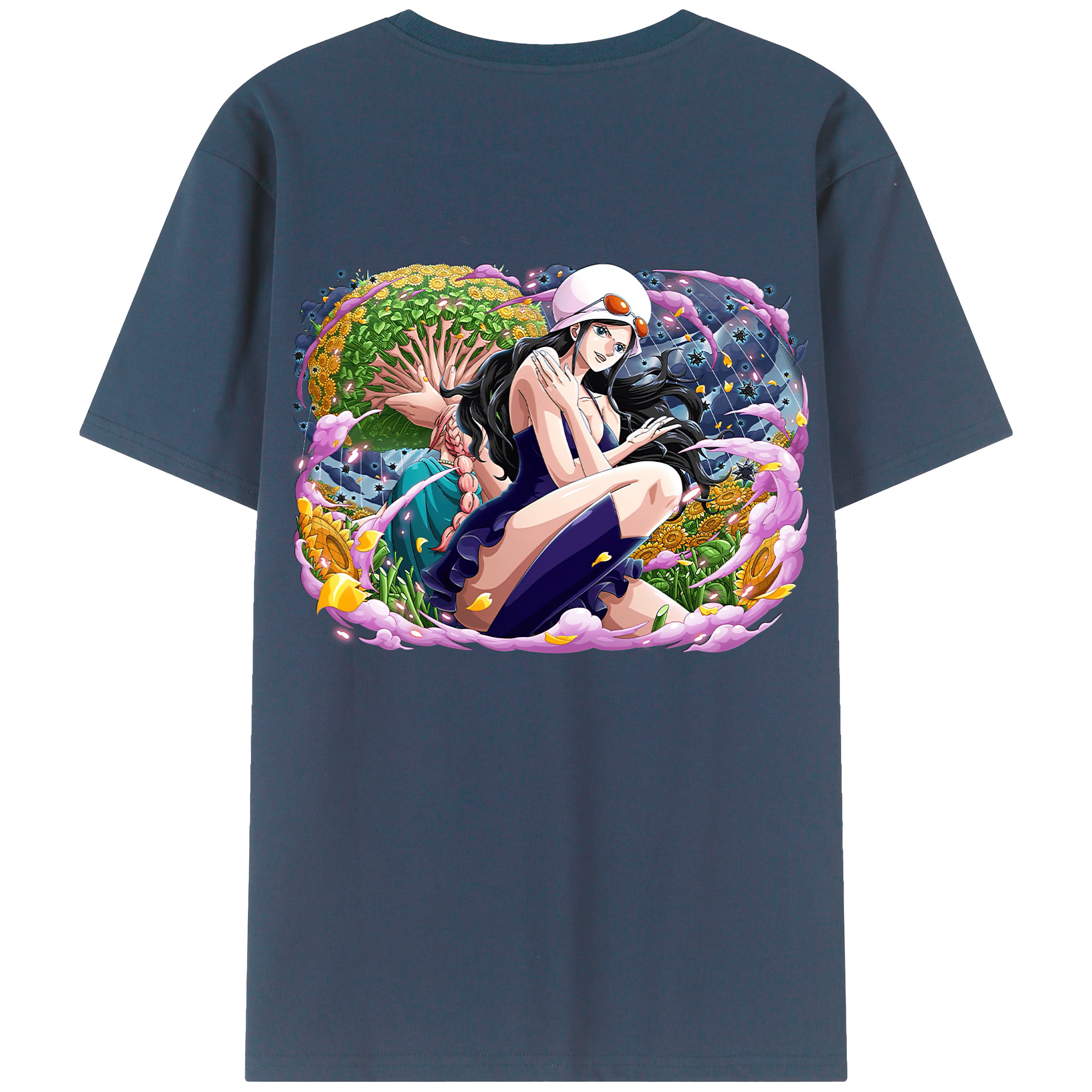 ワンピース ニコ・ロビン ONE PIECE Nico Robin 綿100％ メンズ半袖Tシャツ（バックプリント） 通気性