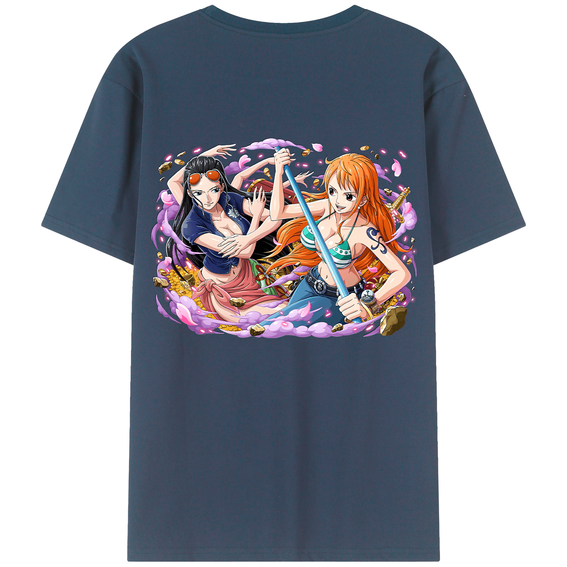ワンピース ニコ・ロビン ONE PIECE Nico Robin 綿100％ メンズ半袖Tシャツ（バックプリント） 通気性