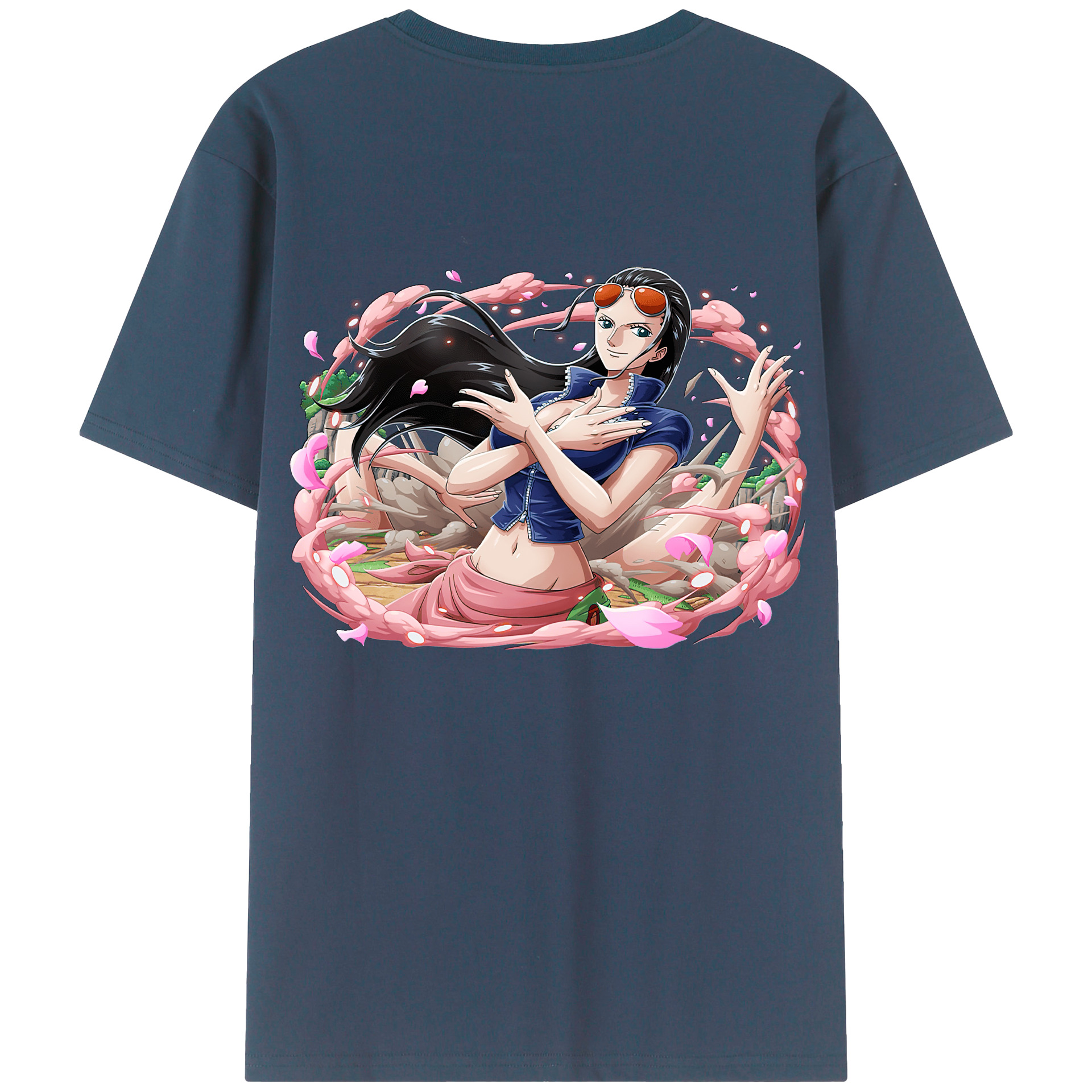 ワンピース ニコ・ロビン ONE PIECE Nico Robin 綿100％ メンズ半袖Tシャツ（バックプリント） 通気性