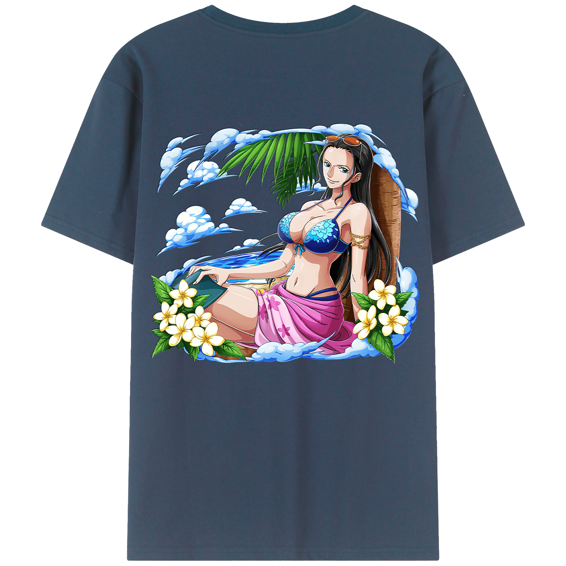 ワンピース ニコ・ロビン ONE PIECE Nico Robin 綿100％ メンズ半袖Tシャツ（バックプリント） 通気性
