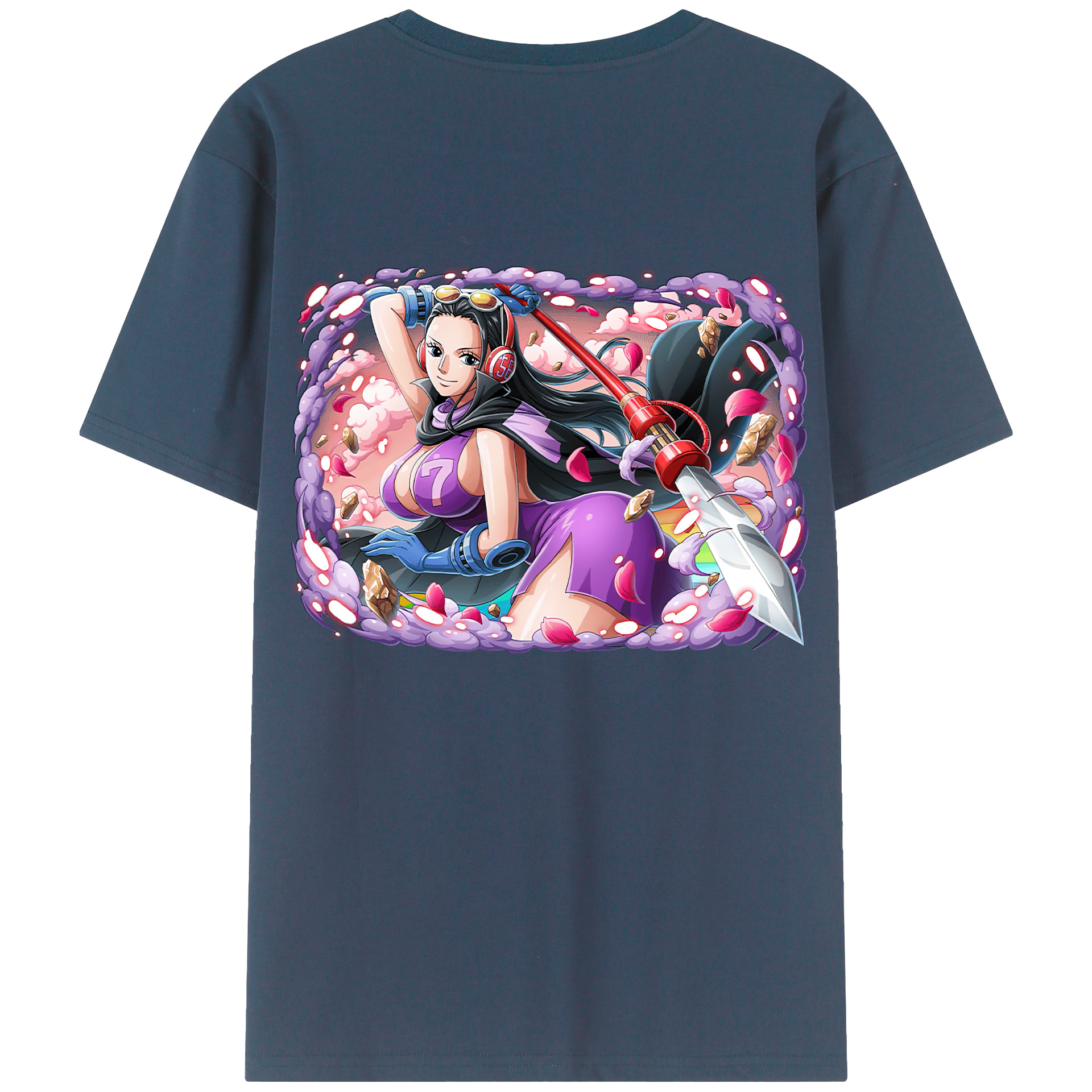 ワンピース ニコ・ロビン ONE PIECE Nico Robin 綿100％ メンズ半袖Tシャツ（バックプリント） 通気性