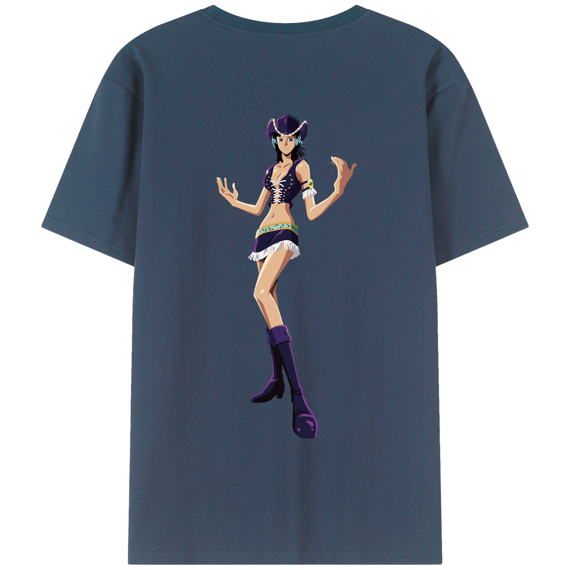 ワンピース ニコ・ロビン ONE PIECE Nico Robin 綿100％ メンズ半袖Tシャツ（バックプリント） 通気性