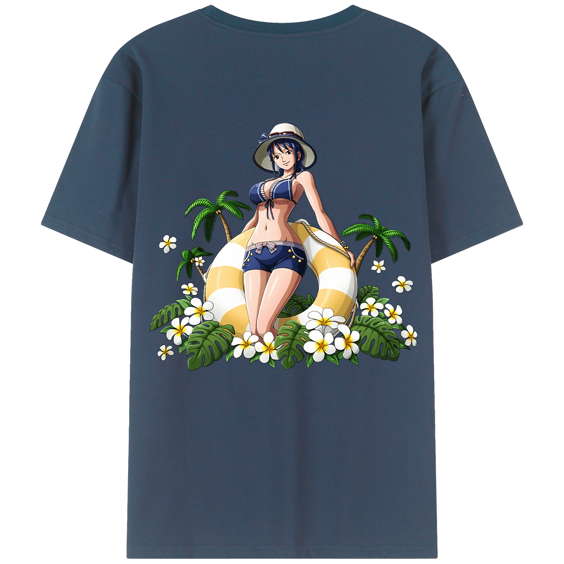 ワンピース ニコ・ロビン ONE PIECE Nico Robin 綿100％ メンズ半袖Tシャツ（バックプリント） 通気性