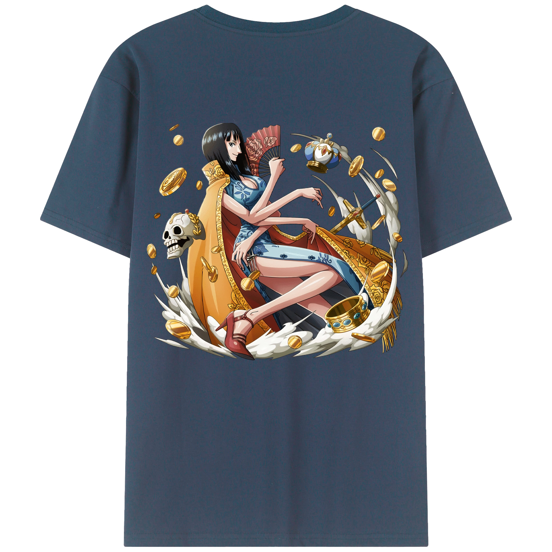 ワンピース ニコ・ロビン ONE PIECE Nico Robin 綿100％ メンズ半袖Tシャツ（バックプリント） 通気性
