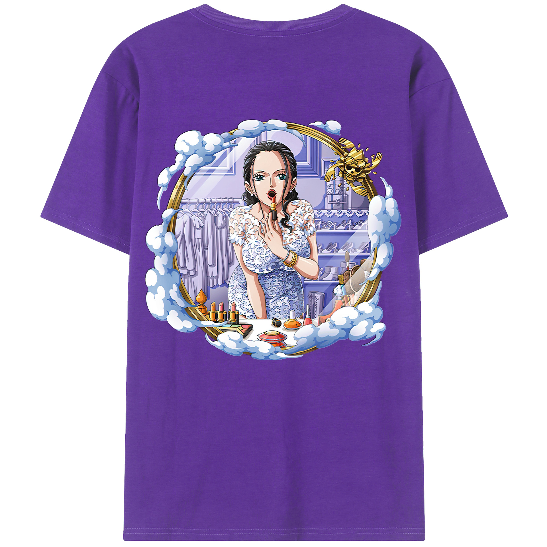 ワンピース ニコ・ロビン ONE PIECE Nico Robin 綿100％ メンズ半袖Tシャツ（バックプリント） 通気性