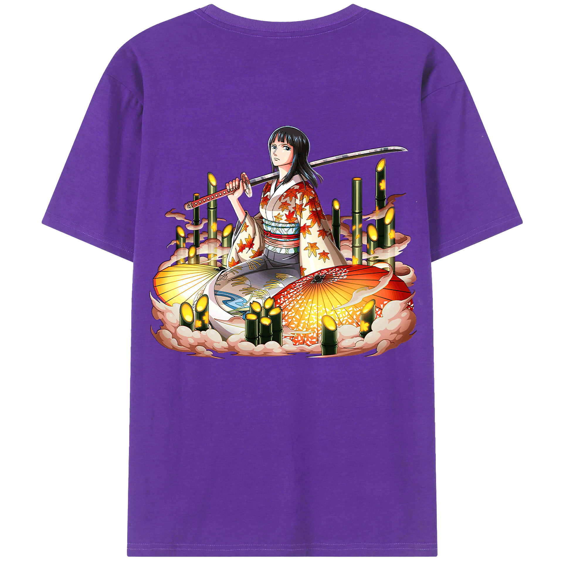 ワンピース ニコ・ロビン ONE PIECE Nico Robin 綿100％ メンズ半袖Tシャツ（バックプリント） 通気性
