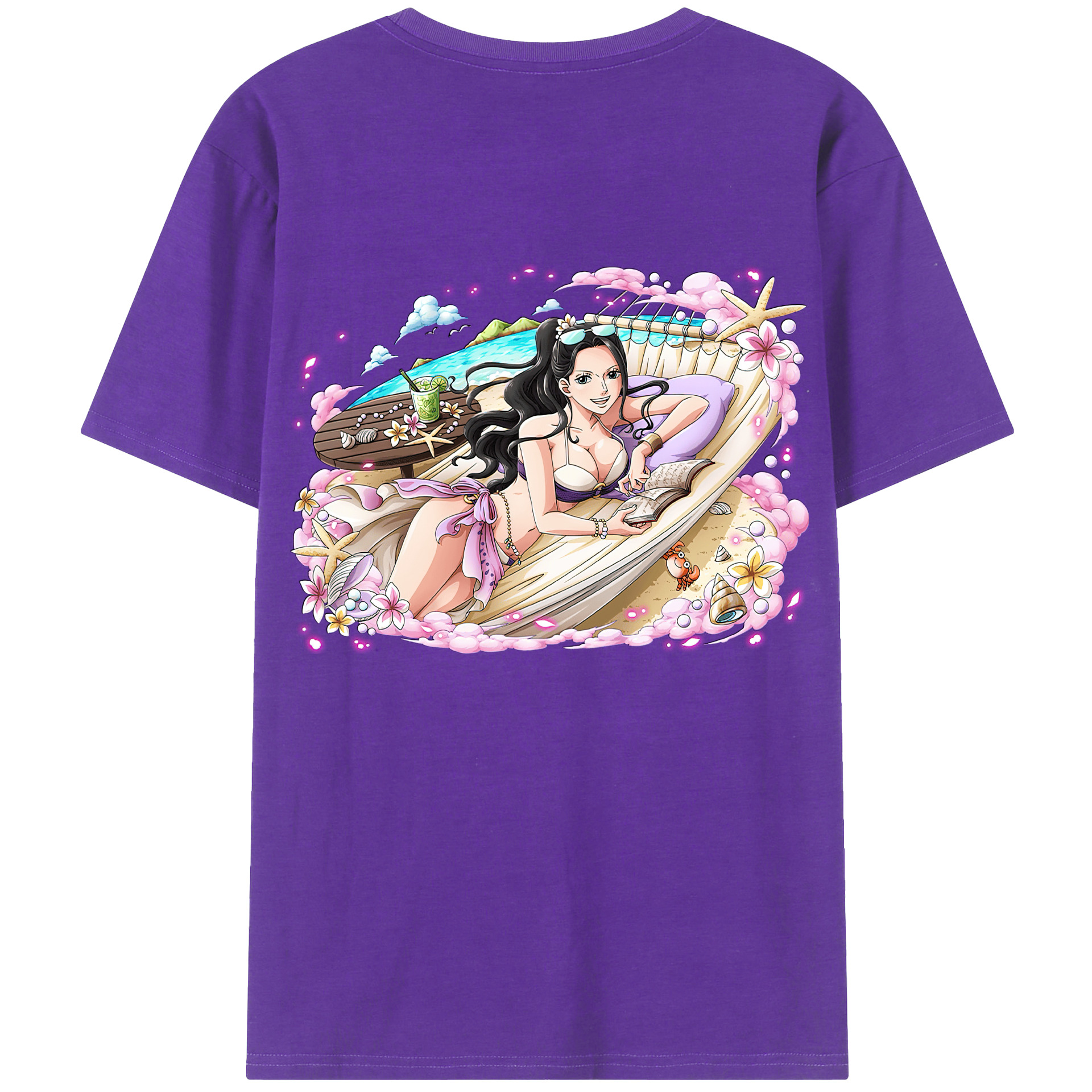 ワンピース ニコ・ロビン ONE PIECE Nico Robin 綿100％ メンズ半袖Tシャツ（バックプリント） 通気性