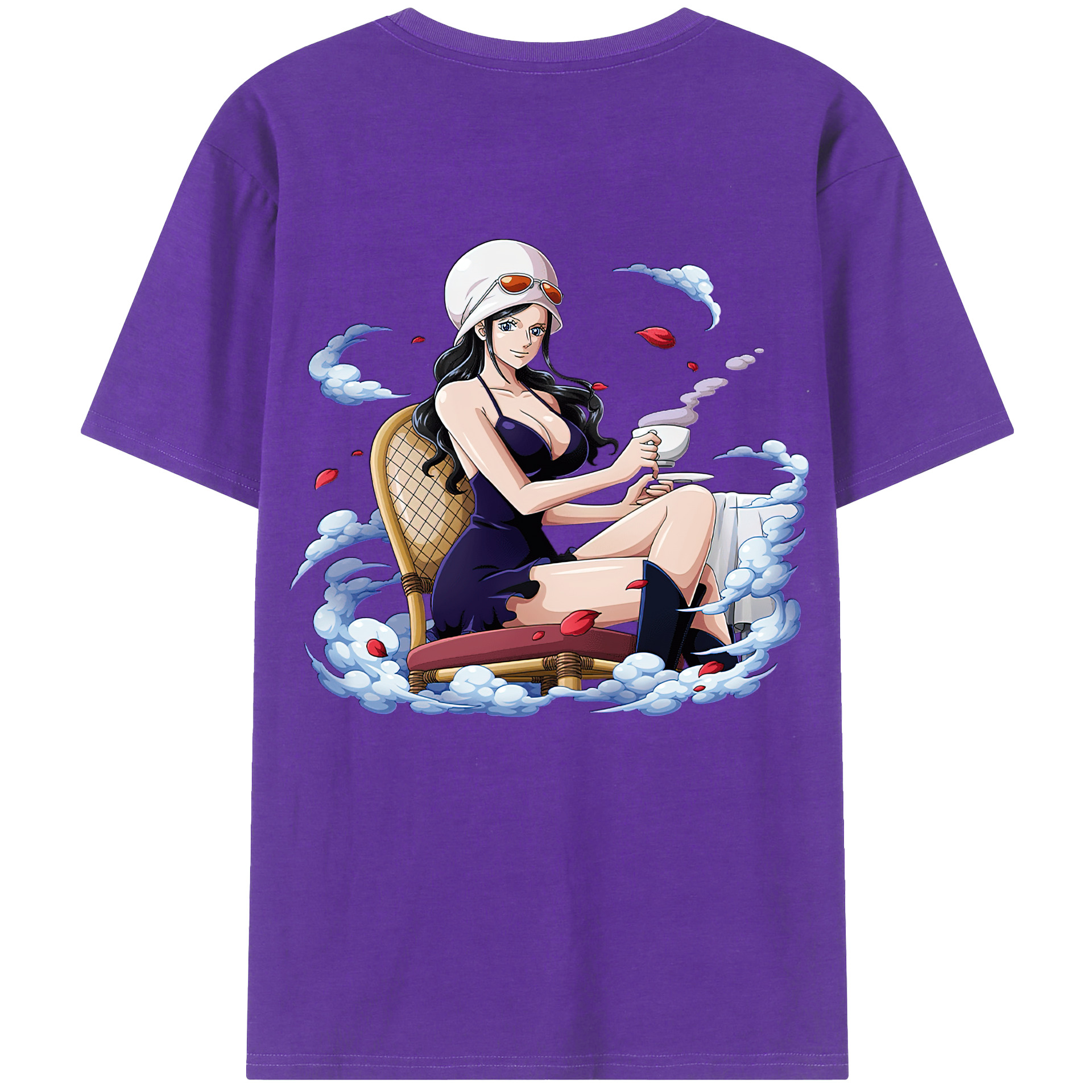 ワンピース ニコ・ロビン ONE PIECE Nico Robin 綿100％ メンズ半袖Tシャツ（バックプリント） 通気性