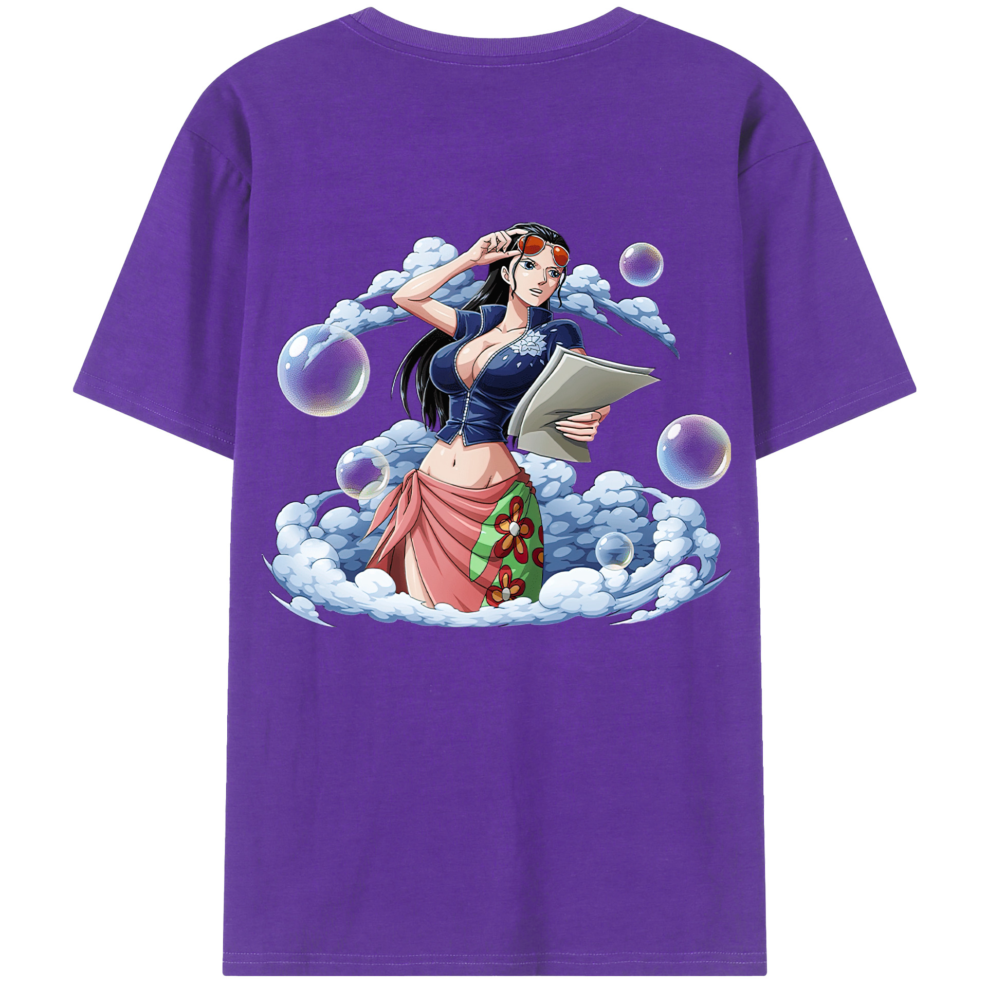 ワンピース ニコ・ロビン ONE PIECE Nico Robin 綿100％ メンズ半袖Tシャツ（バックプリント） 通気性