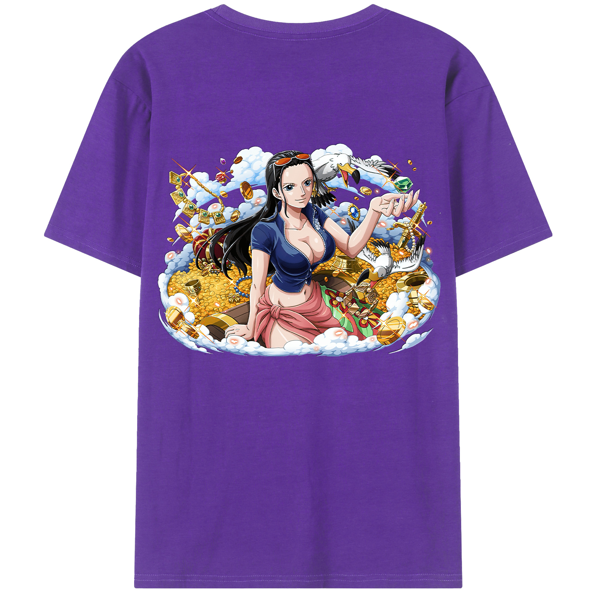 ワンピース ニコ・ロビン ONE PIECE Nico Robin 綿100％ メンズ半袖Tシャツ（バックプリント） 通気性