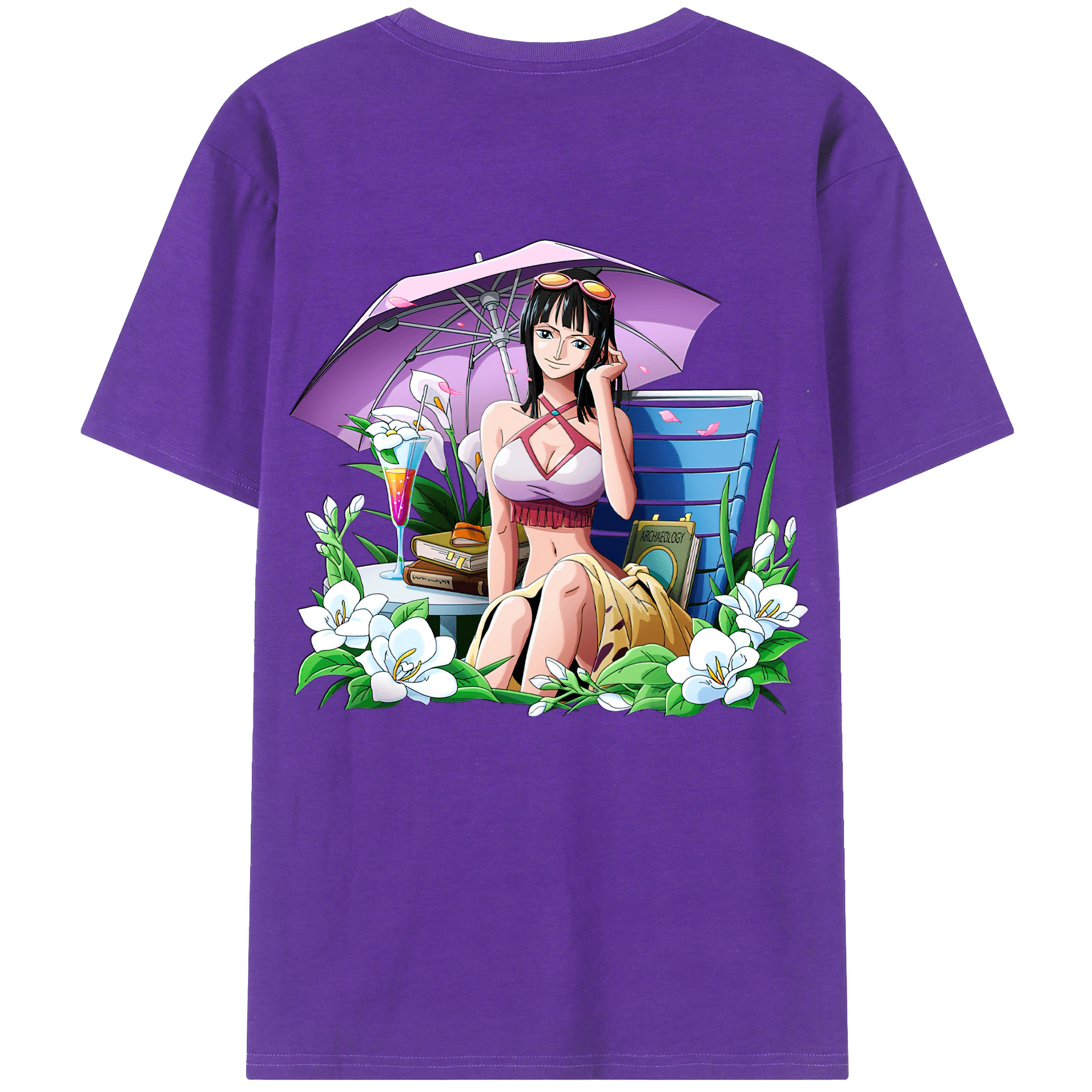 ワンピース ニコ・ロビン ONE PIECE Nico Robin 綿100％ メンズ半袖Tシャツ（バックプリント） 通気性
