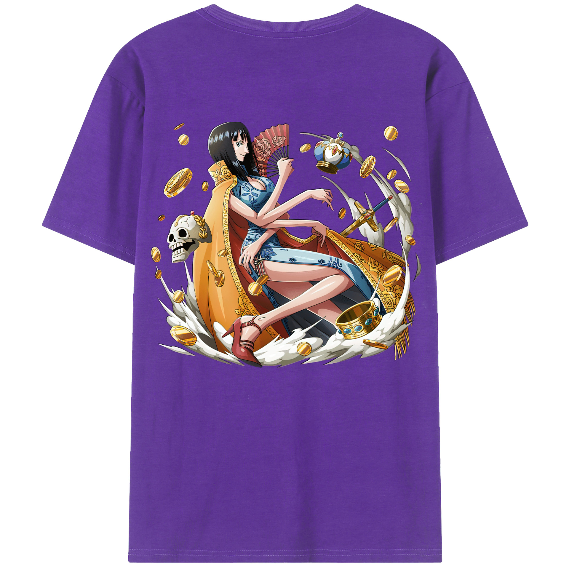 ワンピース ニコ・ロビン ONE PIECE Nico Robin 綿100％ メンズ半袖Tシャツ（バックプリント） 通気性