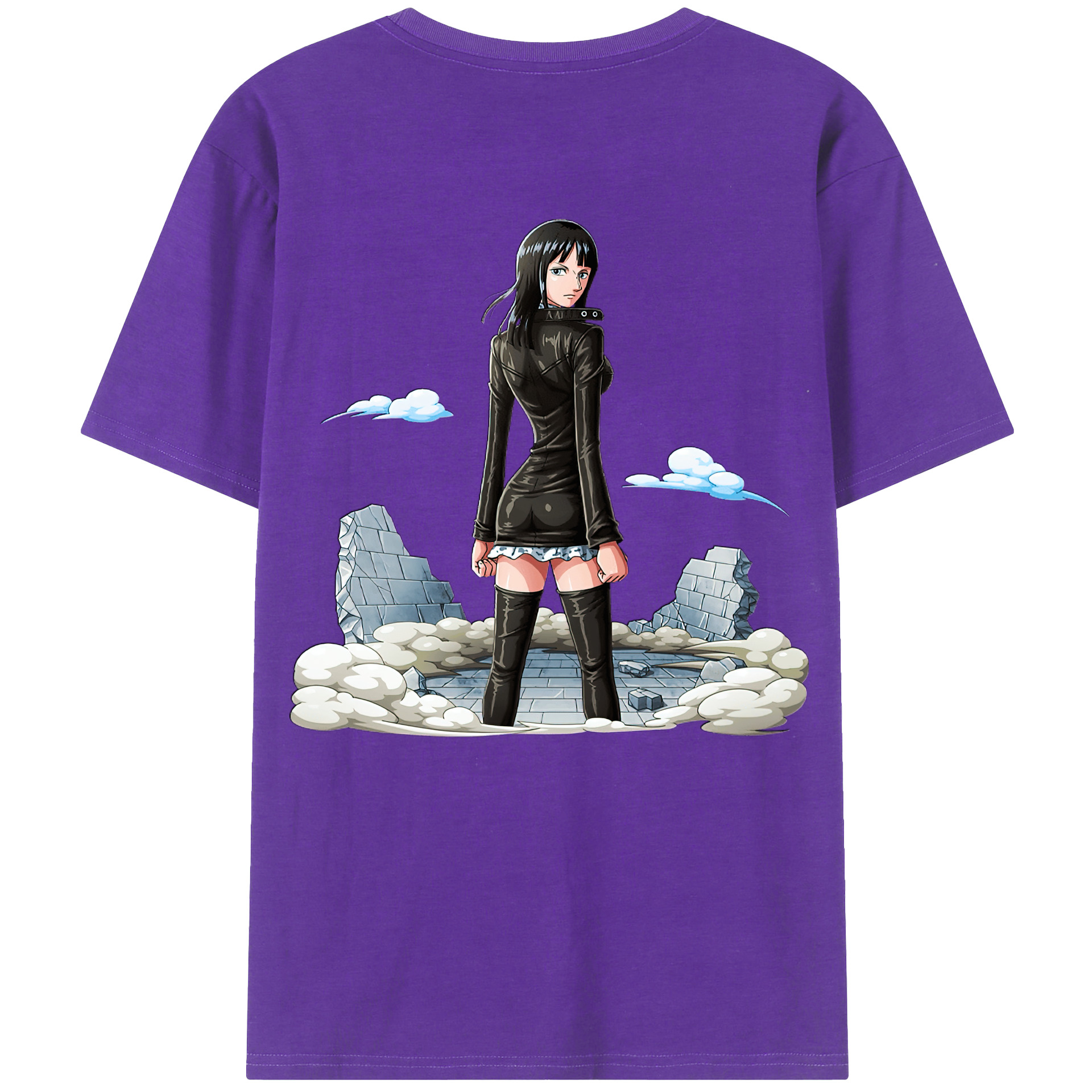 ワンピース ニコ・ロビン ONE PIECE Nico Robin 綿100％ メンズ半袖Tシャツ（バックプリント） 通気性