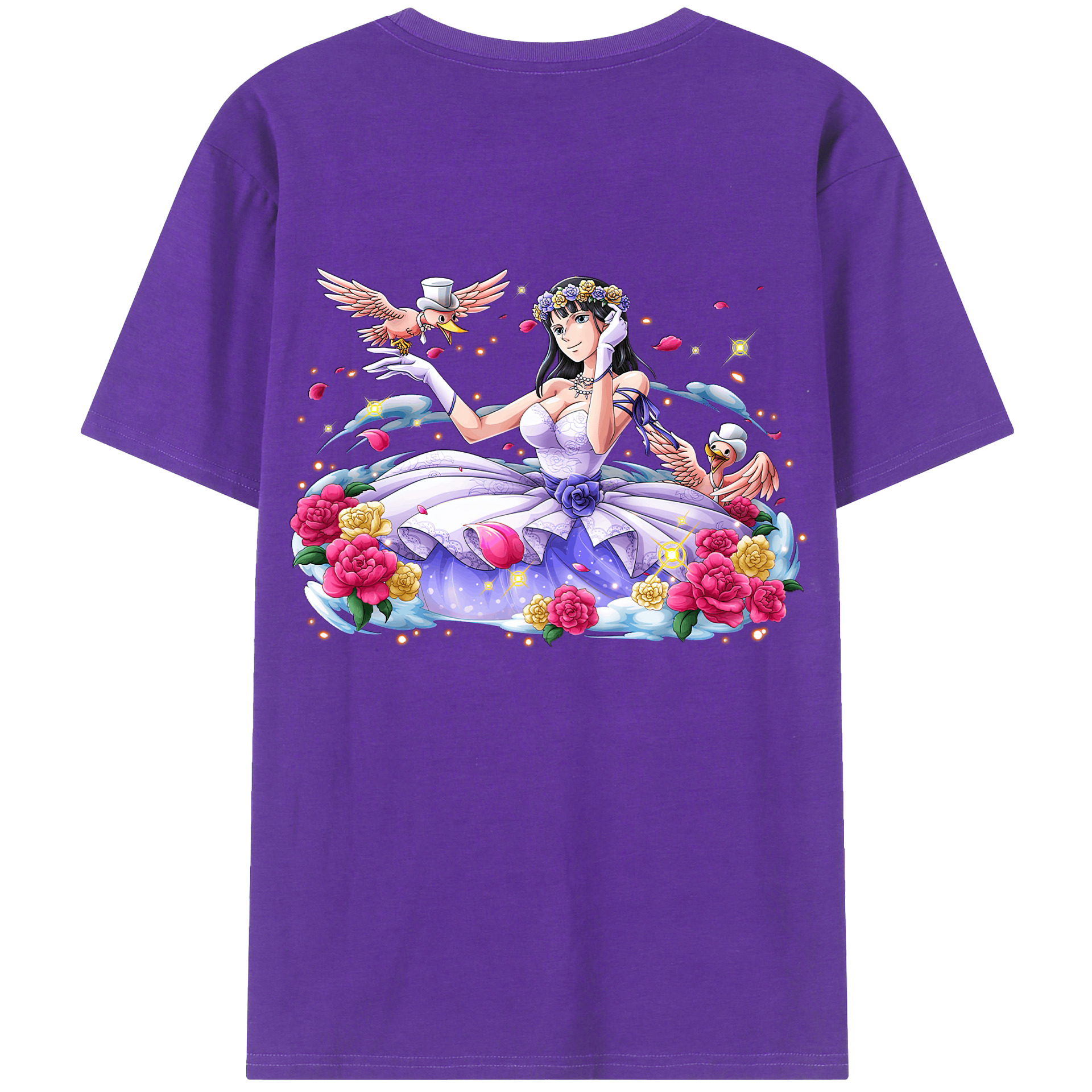 ワンピース ニコ・ロビン ONE PIECE Nico Robin 綿100％ メンズ半袖Tシャツ（バックプリント） 通気性
