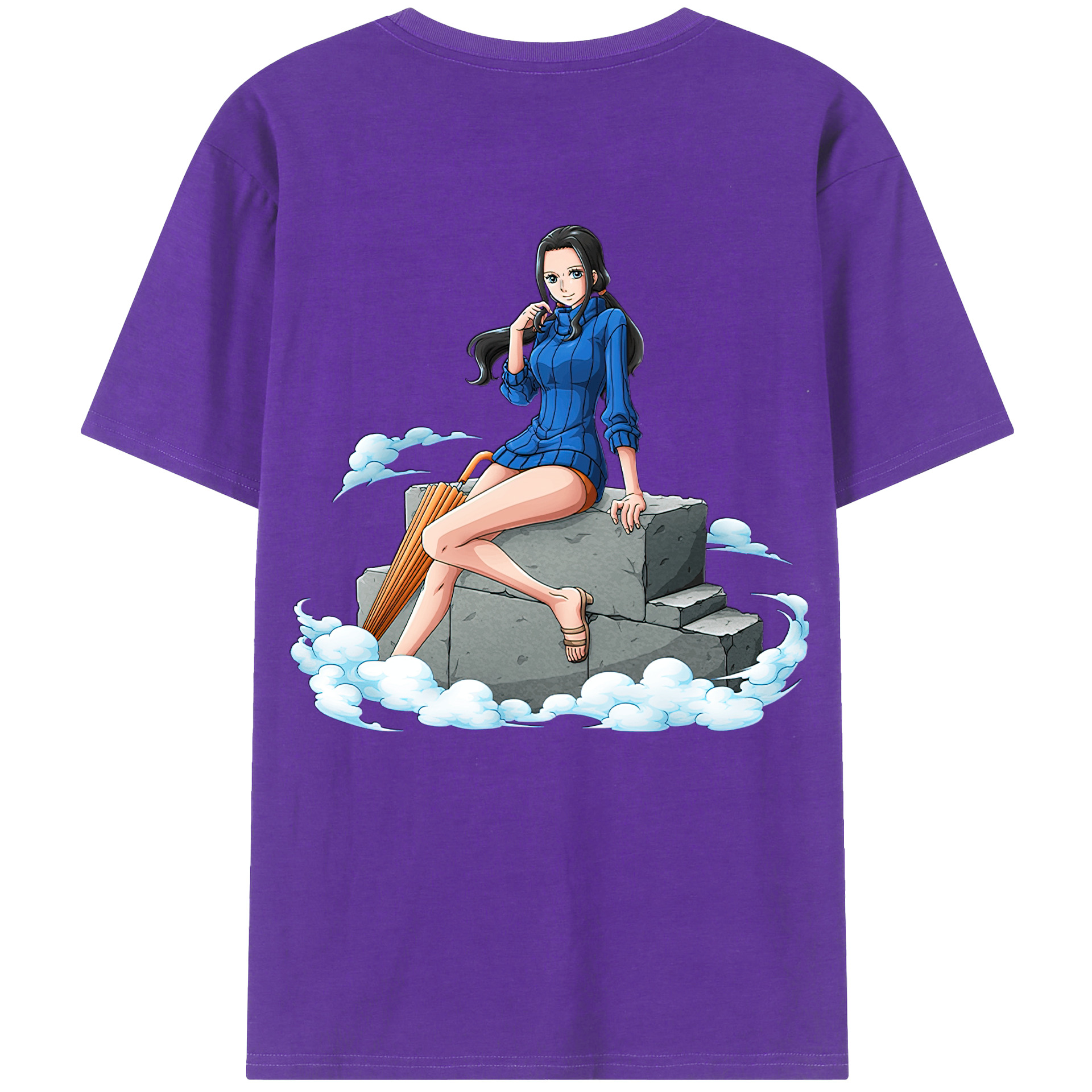 ワンピース ニコ・ロビン ONE PIECE Nico Robin 綿100％ メンズ半袖Tシャツ（バックプリント） 通気性