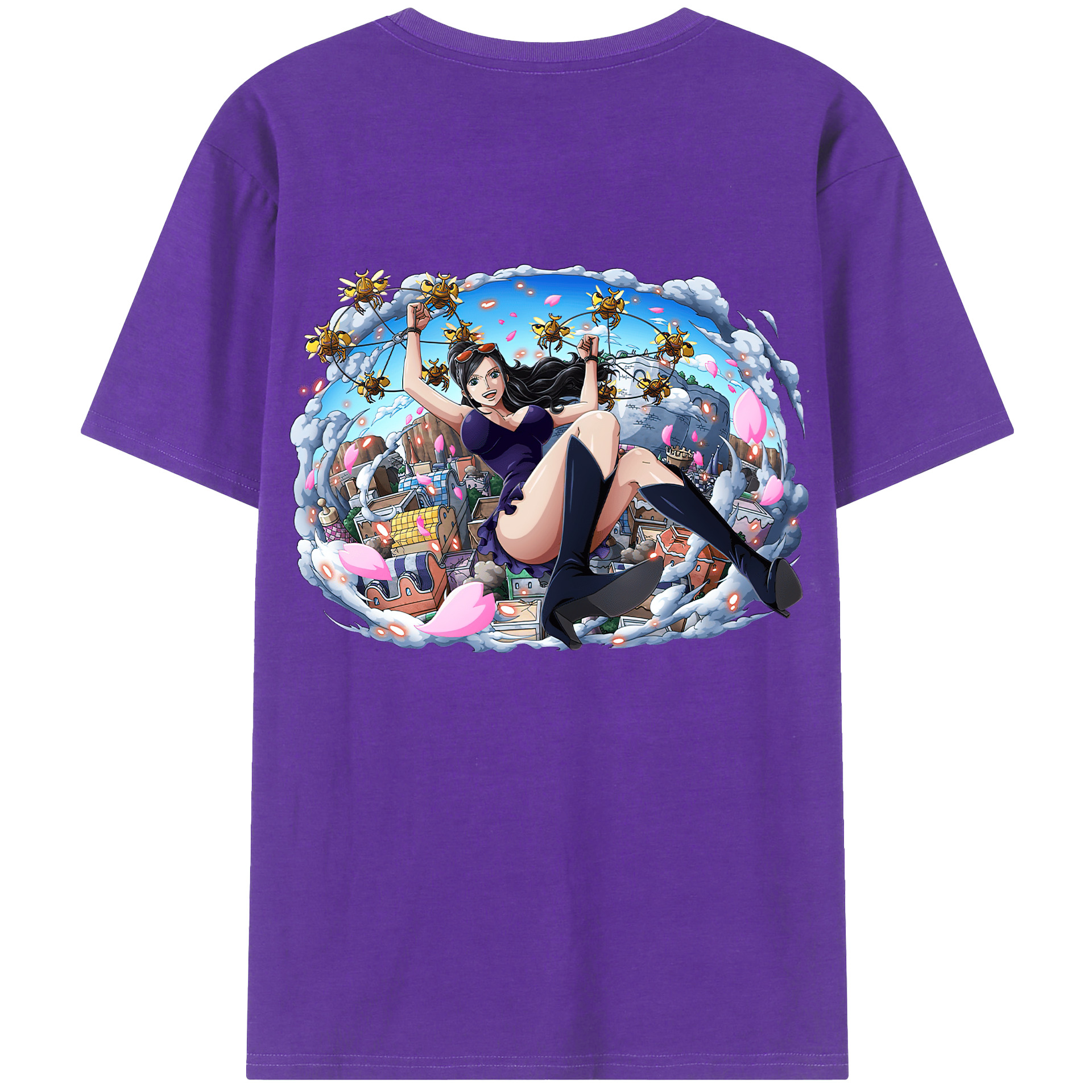 ワンピース ニコ・ロビン ONE PIECE Nico Robin 綿100％ メンズ半袖Tシャツ（バックプリント） 通気性