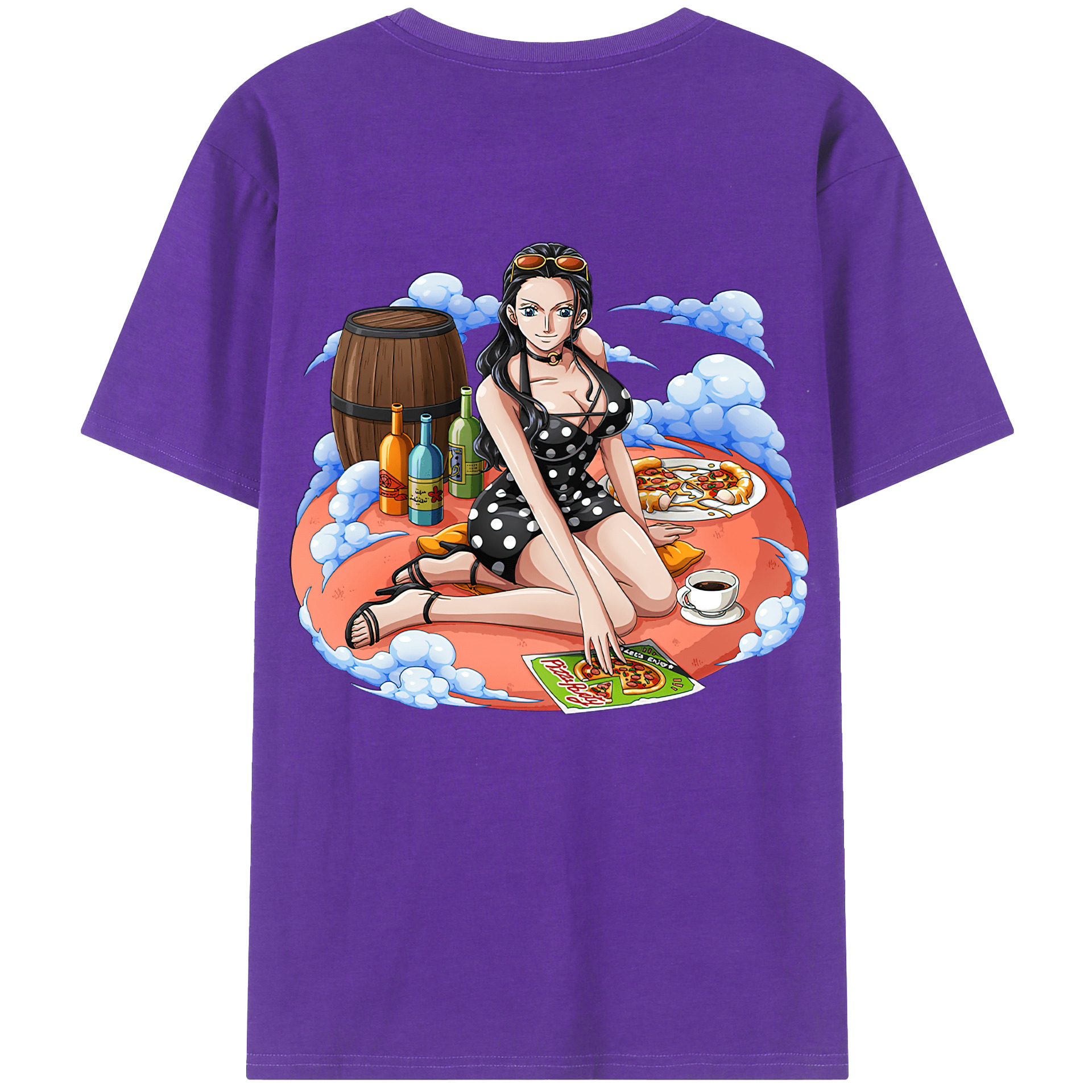 ワンピース ニコ・ロビン ONE PIECE Nico Robin 綿100％ メンズ半袖Tシャツ（バックプリント） 通気性