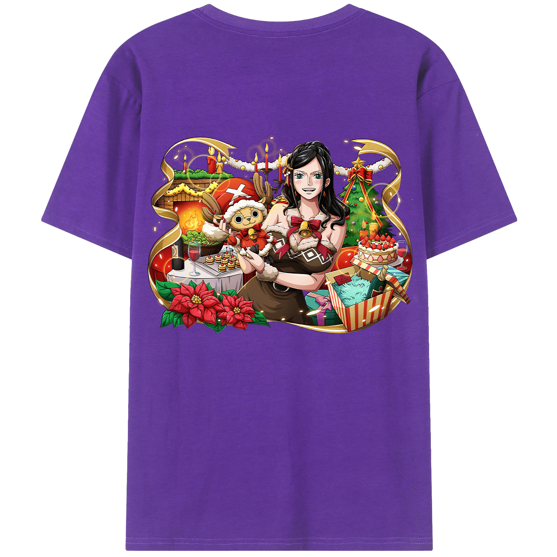 ワンピース ニコ・ロビン ONE PIECE Nico Robin 綿100％ メンズ半袖Tシャツ（バックプリント） 通気性