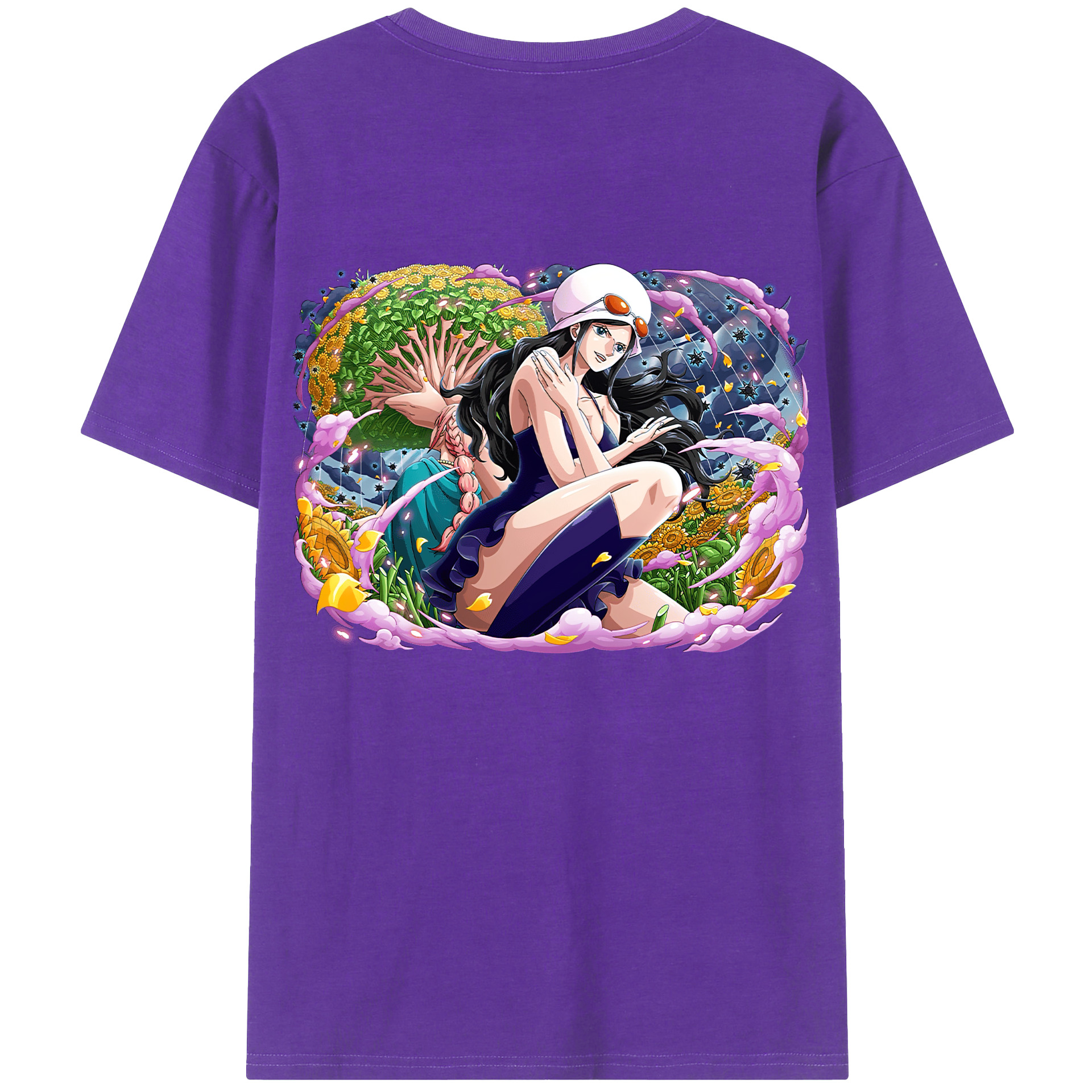 ワンピース ニコ・ロビン ONE PIECE Nico Robin 綿100％ メンズ半袖Tシャツ（バックプリント） 通気性