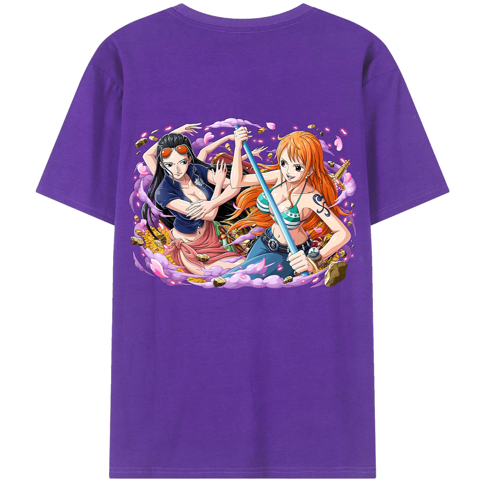 ワンピース ニコ・ロビン ONE PIECE Nico Robin 綿100％ メンズ半袖Tシャツ（バックプリント） 通気性