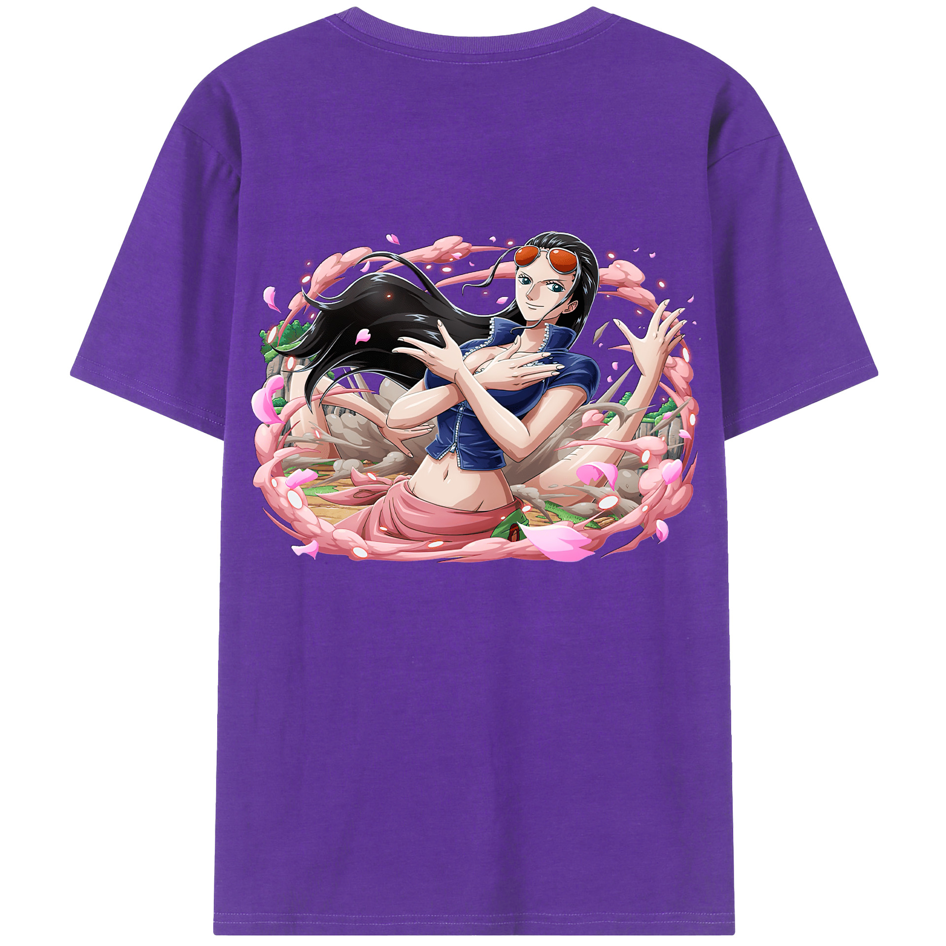 ワンピース ニコ・ロビン ONE PIECE Nico Robin 綿100％ メンズ半袖Tシャツ（バックプリント） 通気性