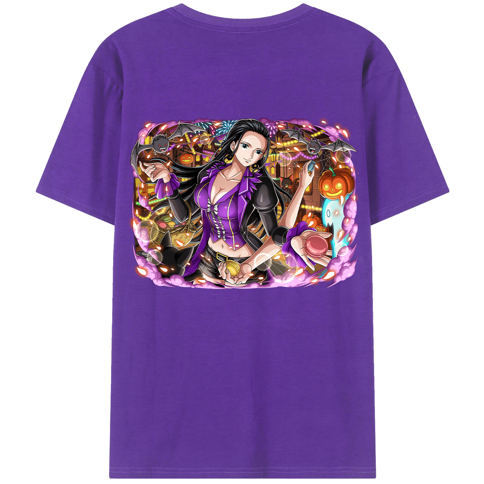 ワンピース ニコ・ロビン ONE PIECE Nico Robin 綿100％ メンズ半袖Tシャツ（バックプリント） 通気性