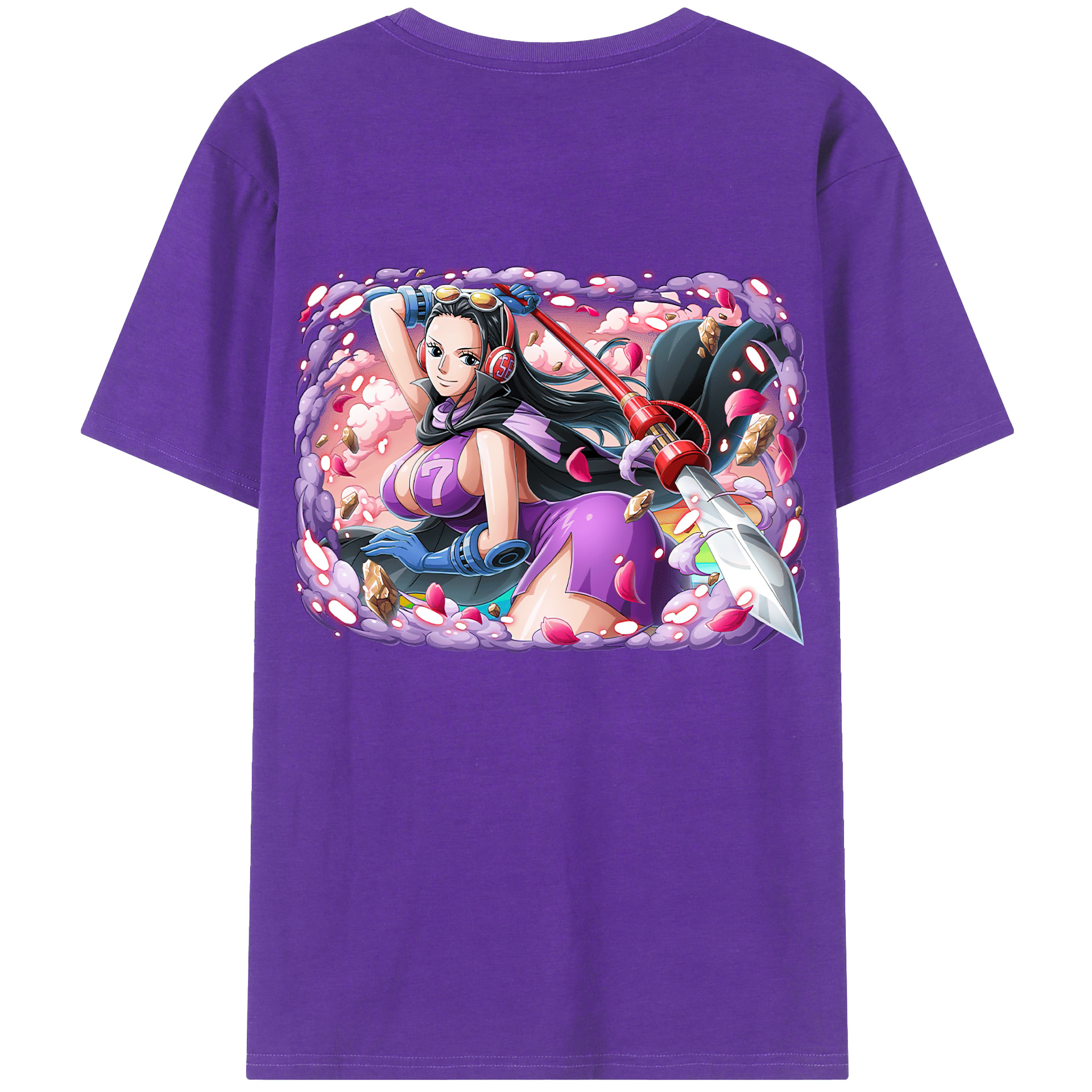 ワンピース ニコ・ロビン ONE PIECE Nico Robin 綿100％ メンズ半袖Tシャツ（バックプリント） 通気性