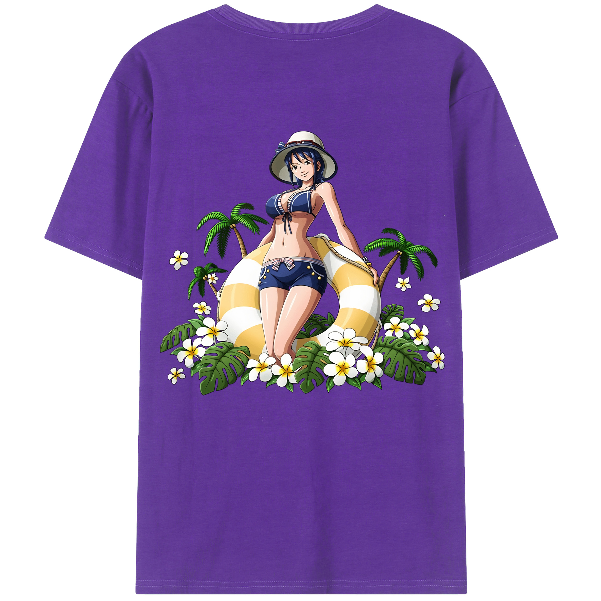 ワンピース ニコ・ロビン ONE PIECE Nico Robin 綿100％ メンズ半袖Tシャツ（バックプリント） 通気性