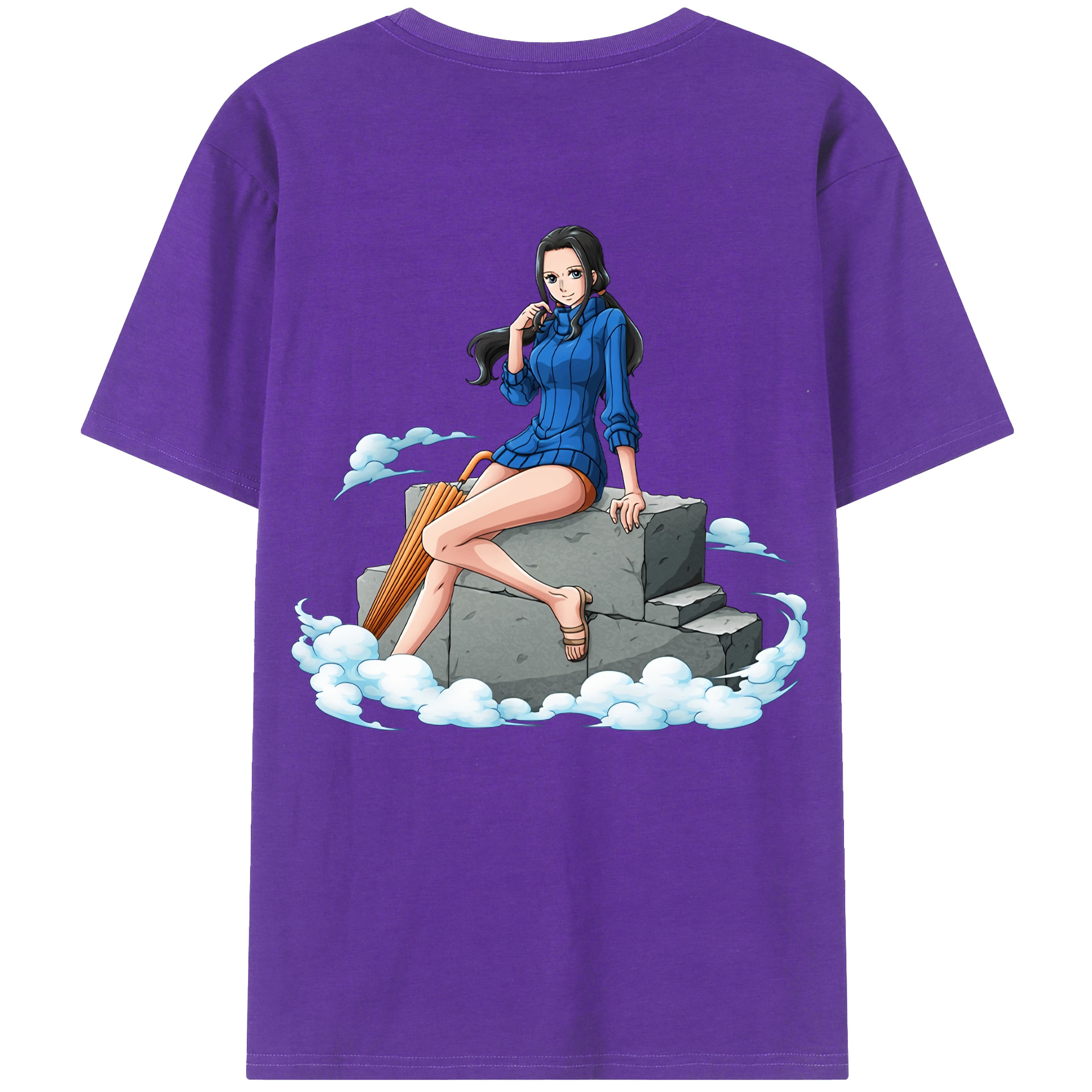 ワンピース ニコ・ロビン ONE PIECE Nico Robin 綿100％ メンズ半袖Tシャツ（バックプリント） 通気性