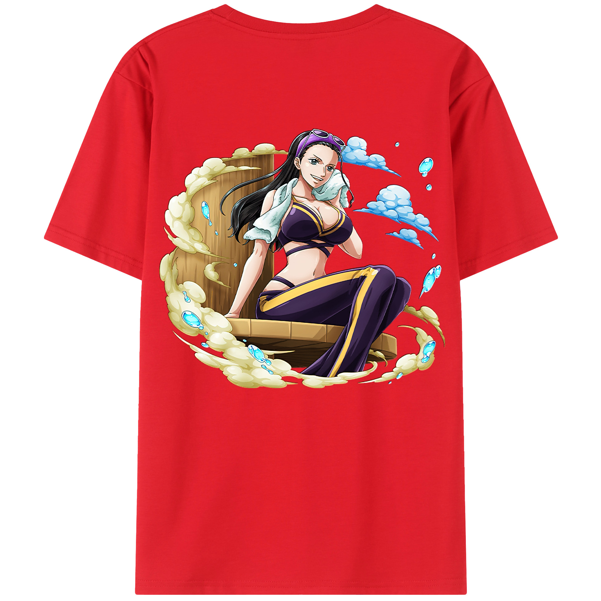 ワンピース ニコ・ロビン ONE PIECE Nico Robin 綿100％ メンズ半袖Tシャツ（バックプリント） 通気性