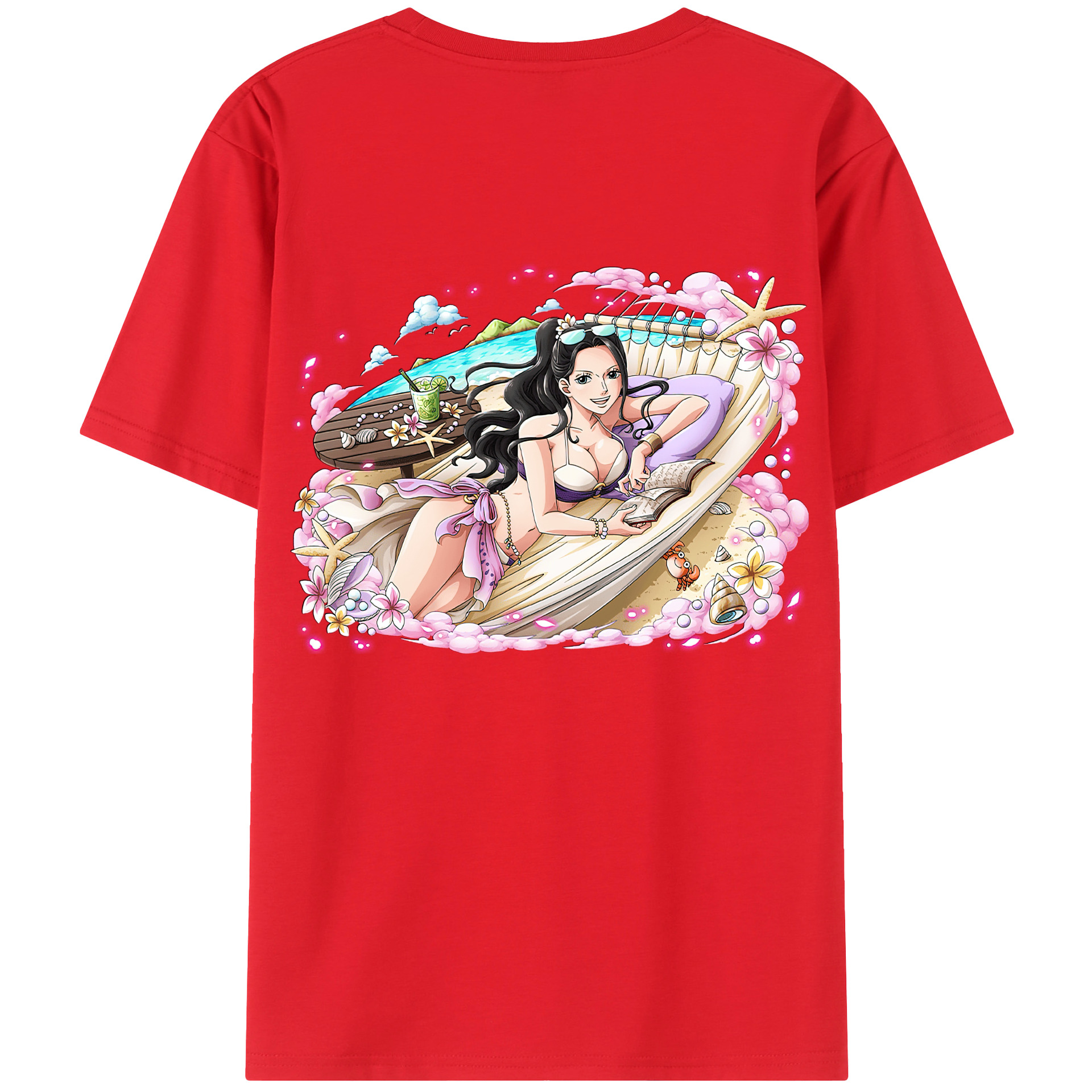 ワンピース ニコ・ロビン ONE PIECE Nico Robin 綿100％ メンズ半袖Tシャツ（バックプリント） 通気性