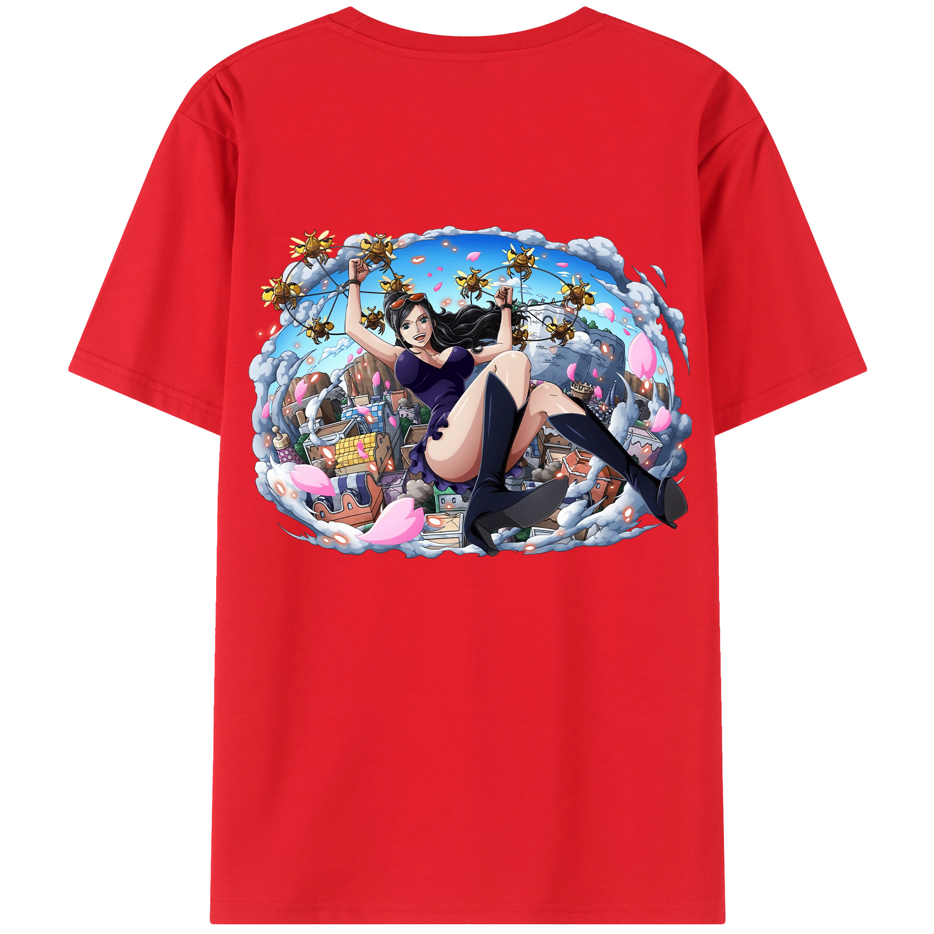 ワンピース ニコ・ロビン ONE PIECE Nico Robin 綿100％ メンズ半袖Tシャツ（バックプリント） 通気性