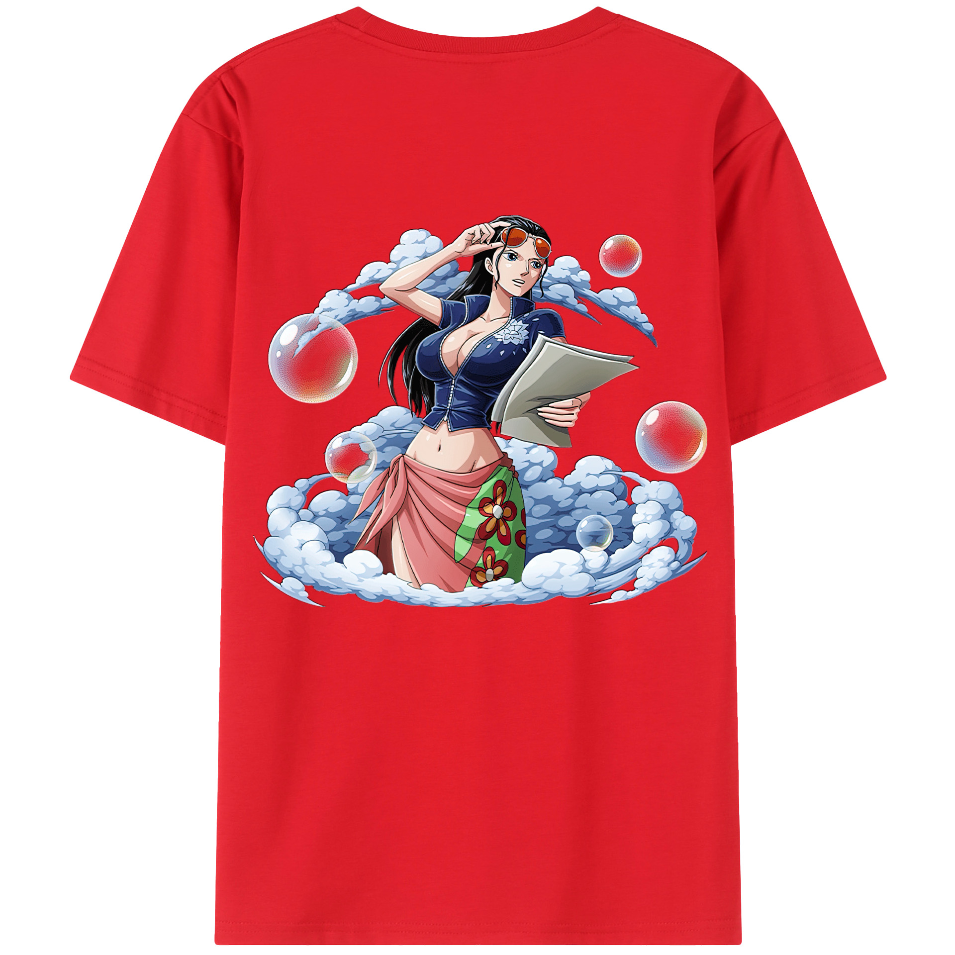 ワンピース ニコ・ロビン ONE PIECE Nico Robin 綿100％ メンズ半袖Tシャツ（バックプリント） 通気性