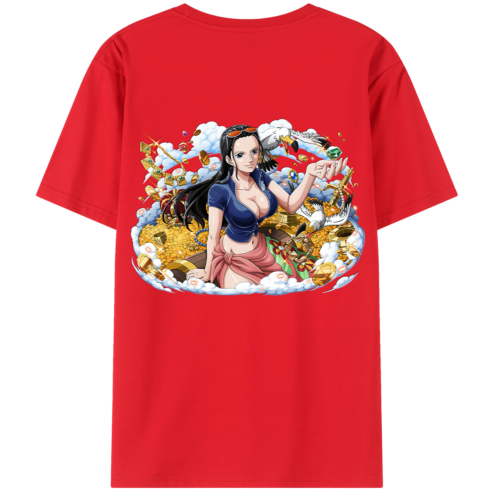 ワンピース ニコ・ロビン ONE PIECE Nico Robin 綿100％ メンズ半袖Tシャツ（バックプリント） 通気性
