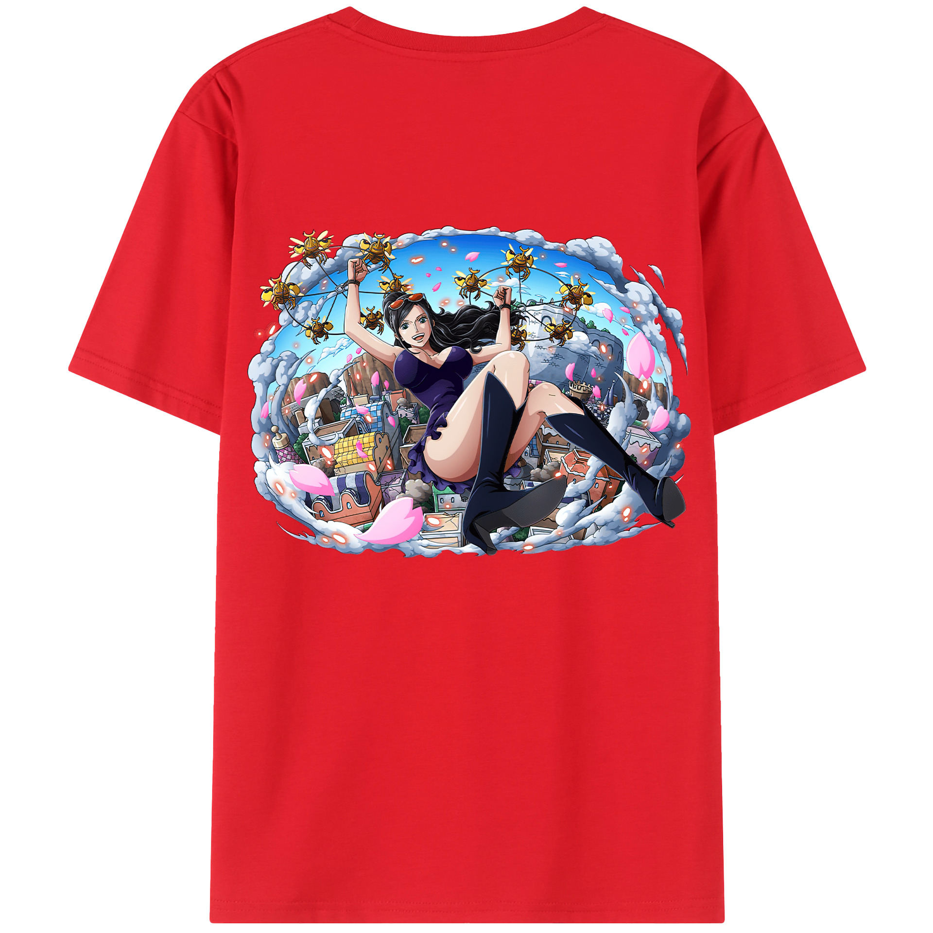 ワンピース ニコ・ロビン ONE PIECE Nico Robin 綿100％ メンズ半袖Tシャツ（バックプリント） 通気性