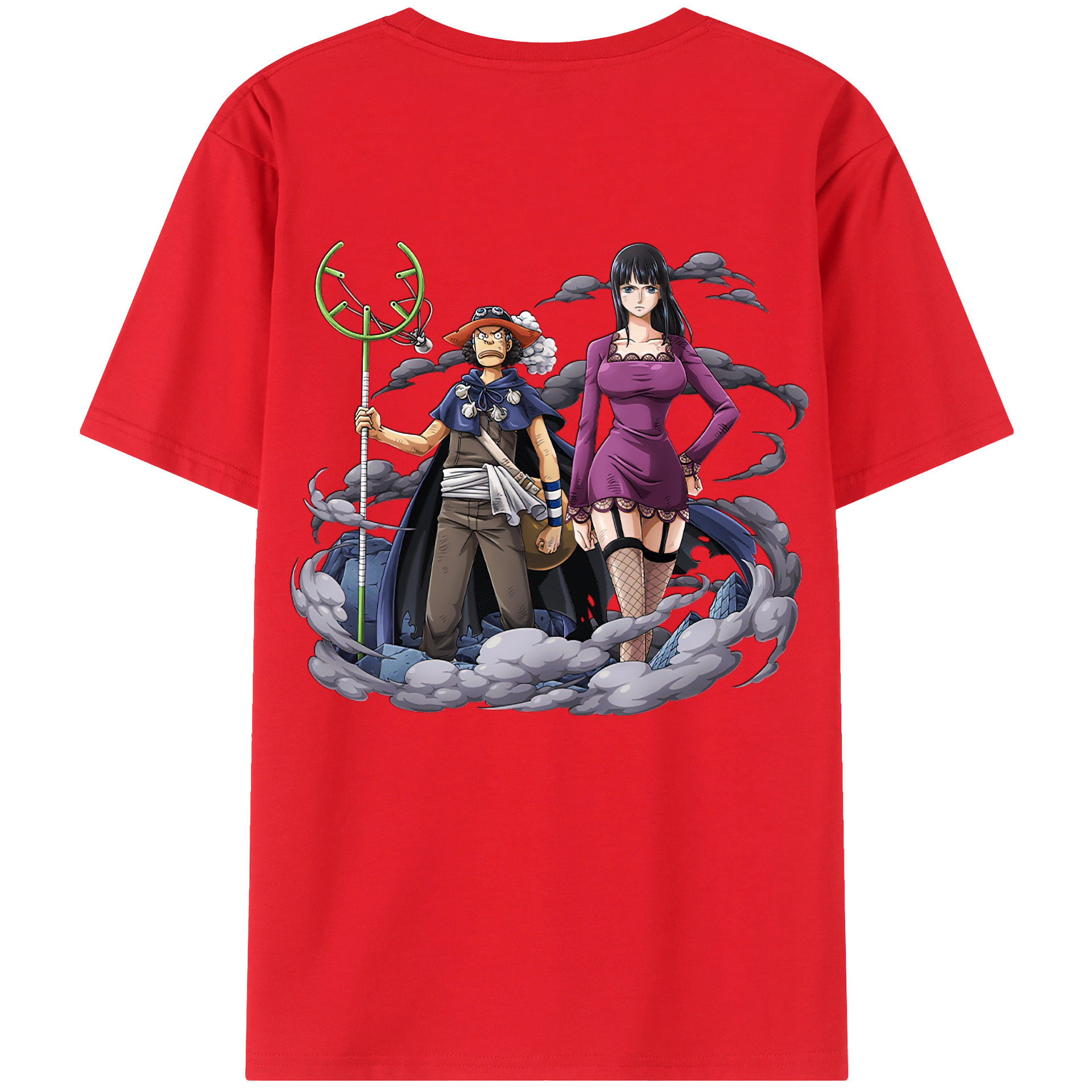 ワンピース ニコ・ロビン ONE PIECE Nico Robin 綿100％ メンズ半袖Tシャツ（バックプリント） 通気性