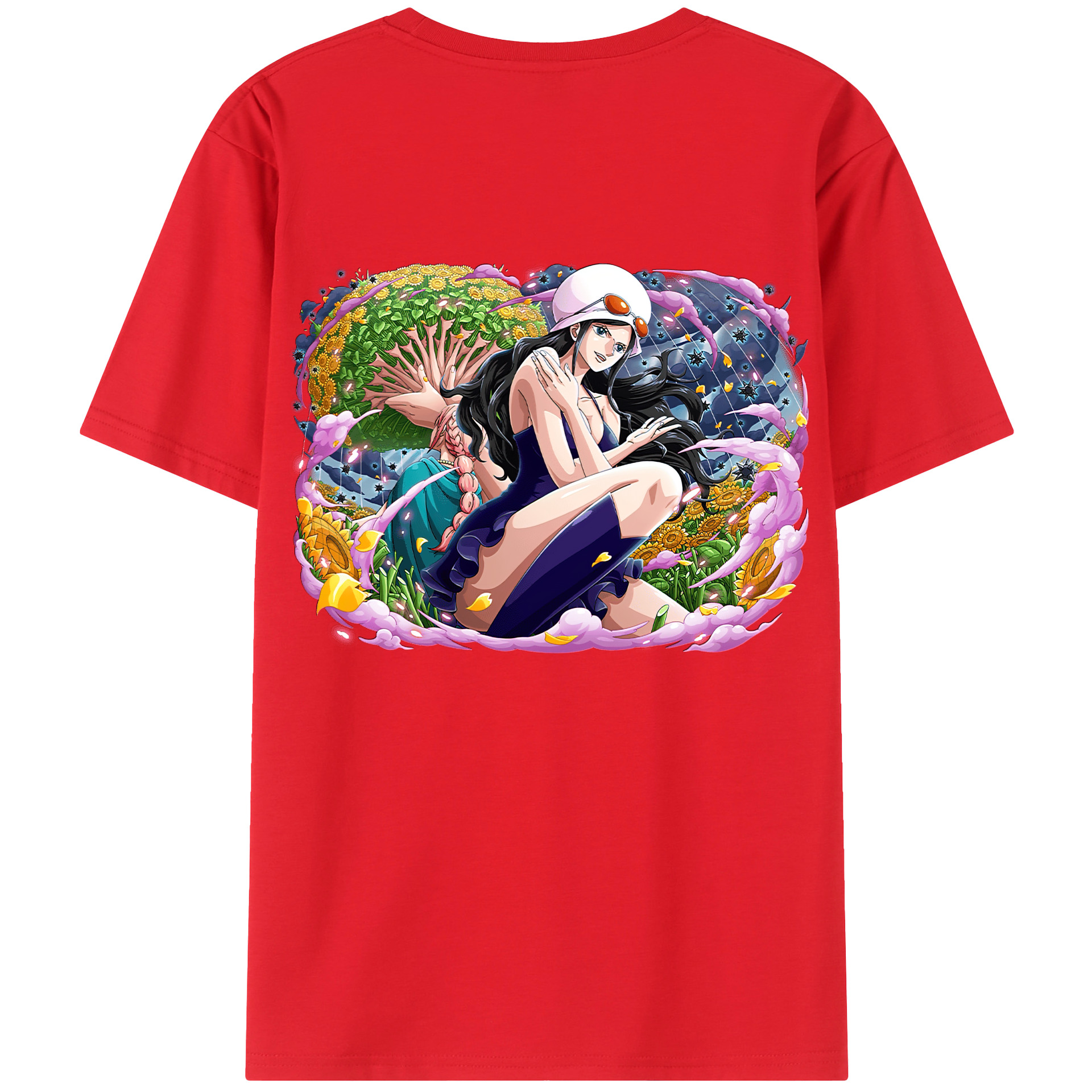 ワンピース ニコ・ロビン ONE PIECE Nico Robin 綿100％ メンズ半袖Tシャツ（バックプリント） 通気性