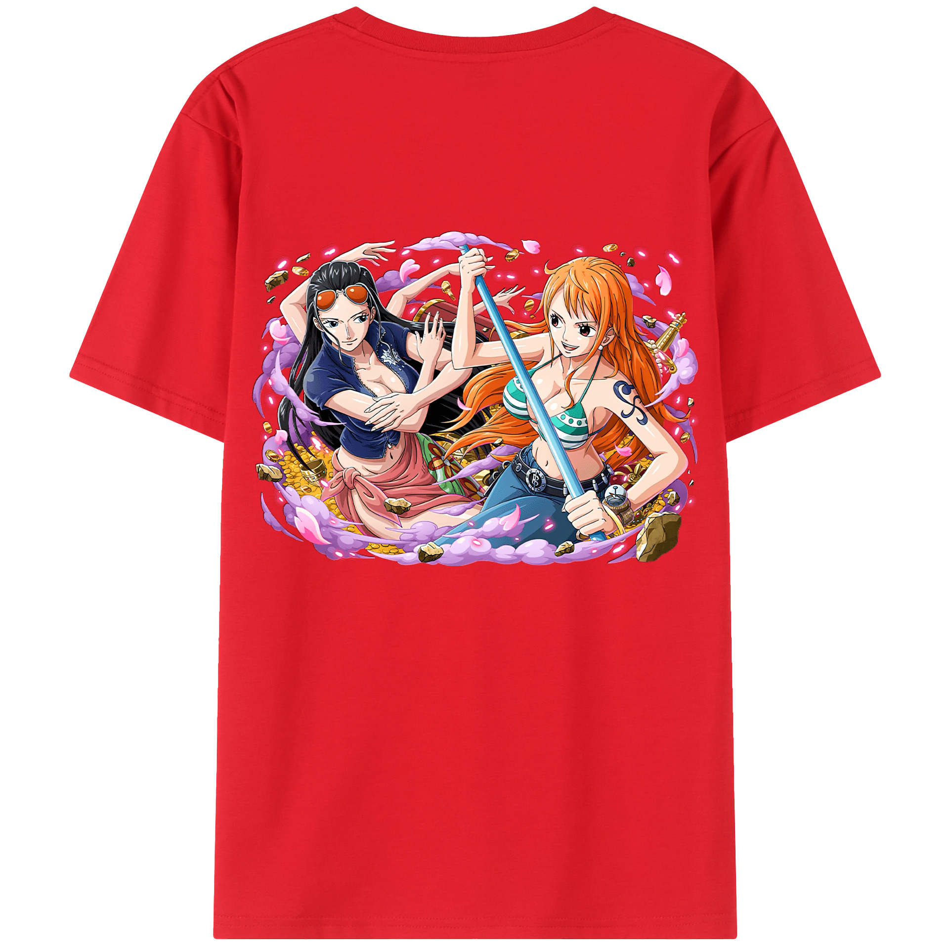 ワンピース ニコ・ロビン ONE PIECE Nico Robin 綿100％ メンズ半袖Tシャツ（バックプリント） 通気性
