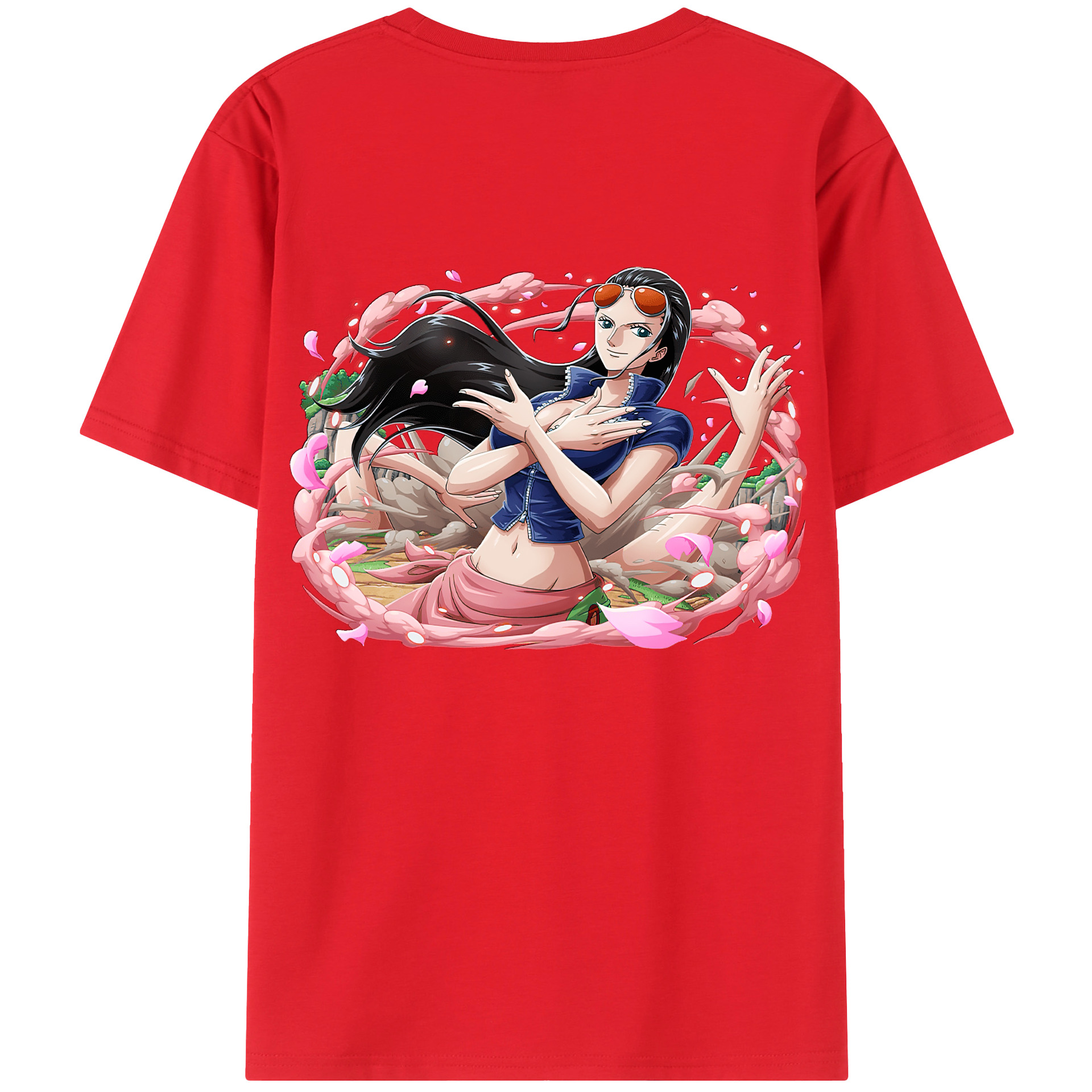 ワンピース ニコ・ロビン ONE PIECE Nico Robin 綿100％ メンズ半袖Tシャツ（バックプリント） 通気性