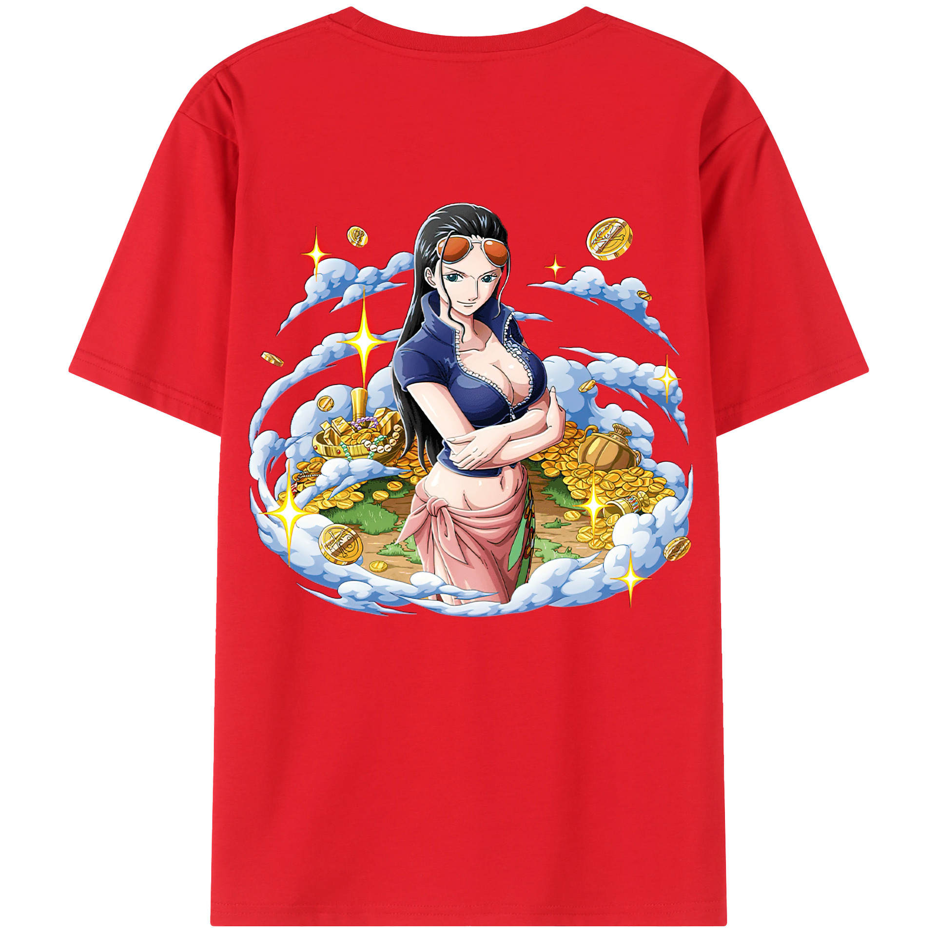 ワンピース ニコ・ロビン ONE PIECE Nico Robin 綿100％ メンズ半袖Tシャツ（バックプリント） 通気性