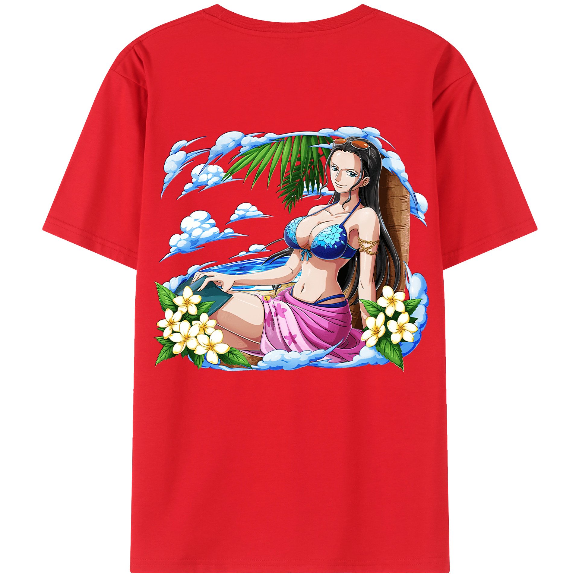 ワンピース ニコ・ロビン ONE PIECE Nico Robin 綿100％ メンズ半袖Tシャツ（バックプリント） 通気性