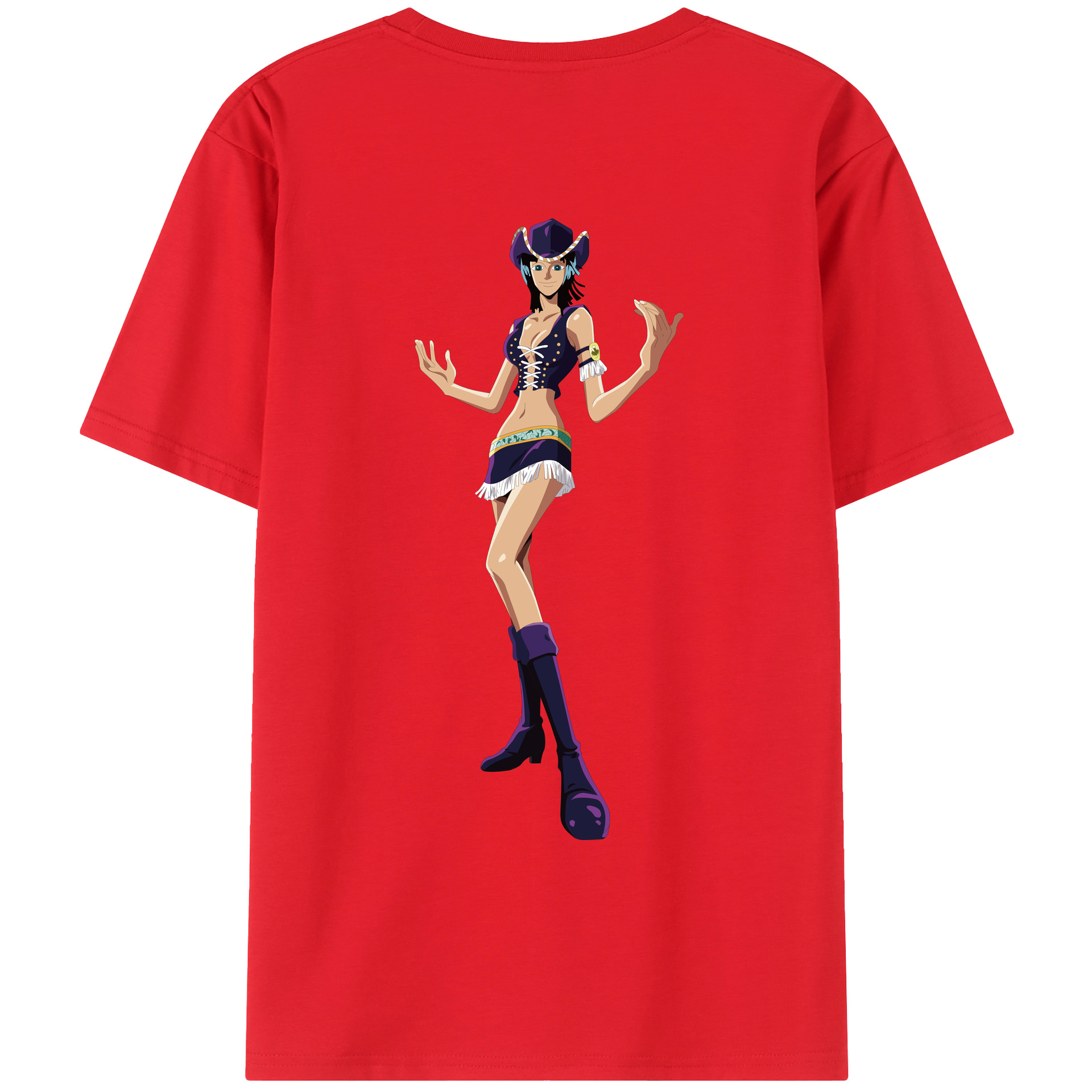 ワンピース ニコ・ロビン ONE PIECE Nico Robin 綿100％ メンズ半袖Tシャツ（バックプリント） 通気性