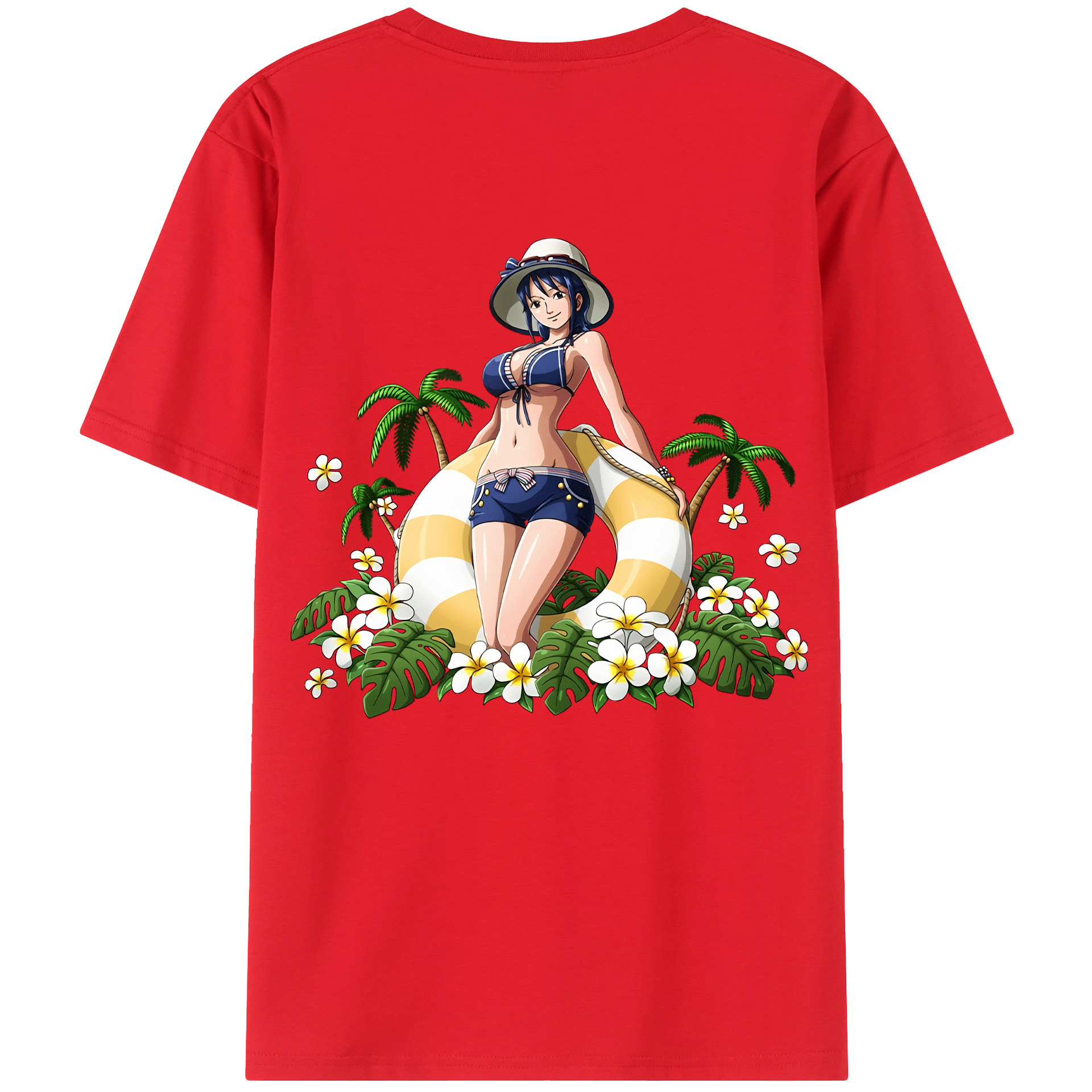 ワンピース ニコ・ロビン ONE PIECE Nico Robin 綿100％ メンズ半袖Tシャツ（バックプリント） 通気性
