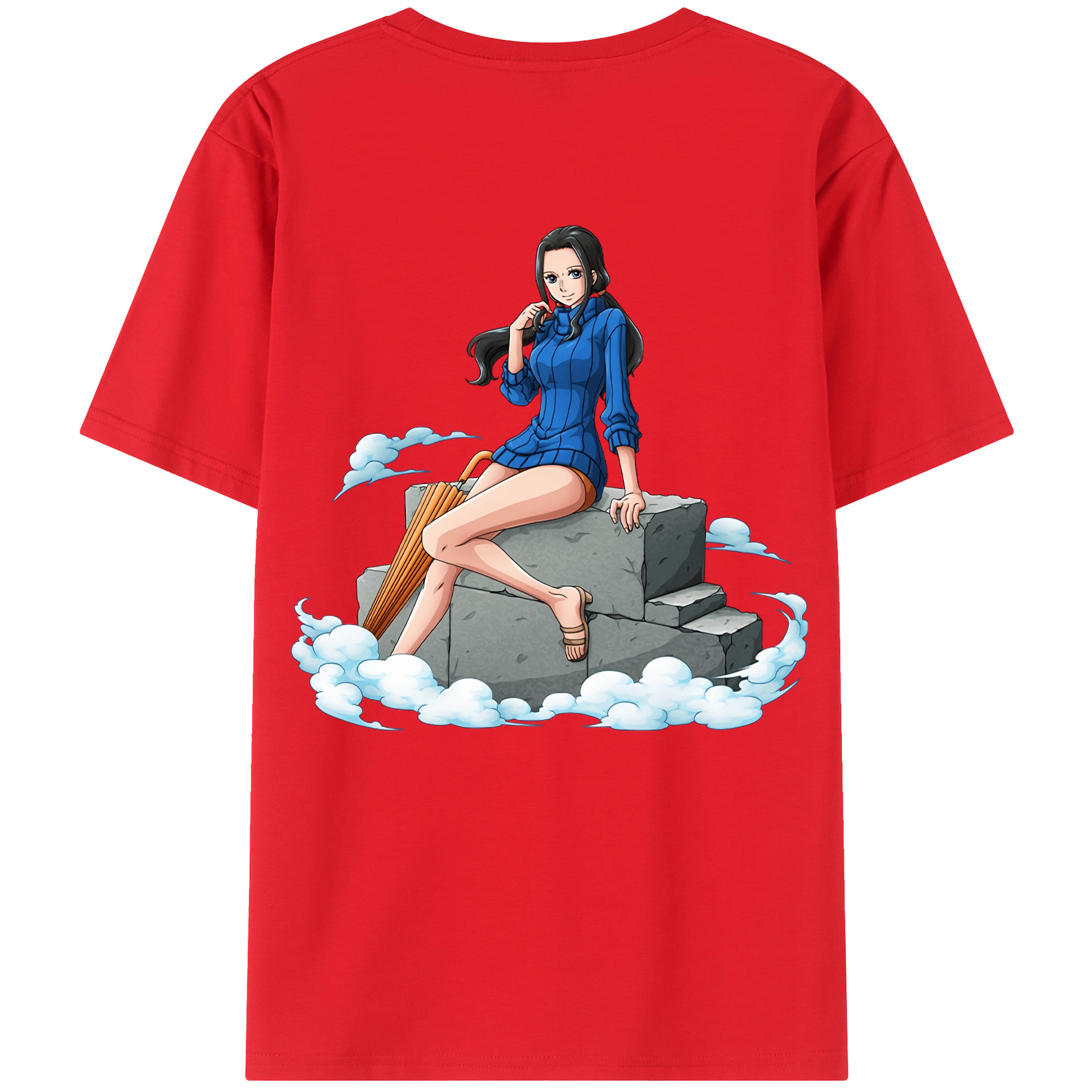 ワンピース ニコ・ロビン ONE PIECE Nico Robin 綿100％ メンズ半袖Tシャツ（バックプリント） 通気性