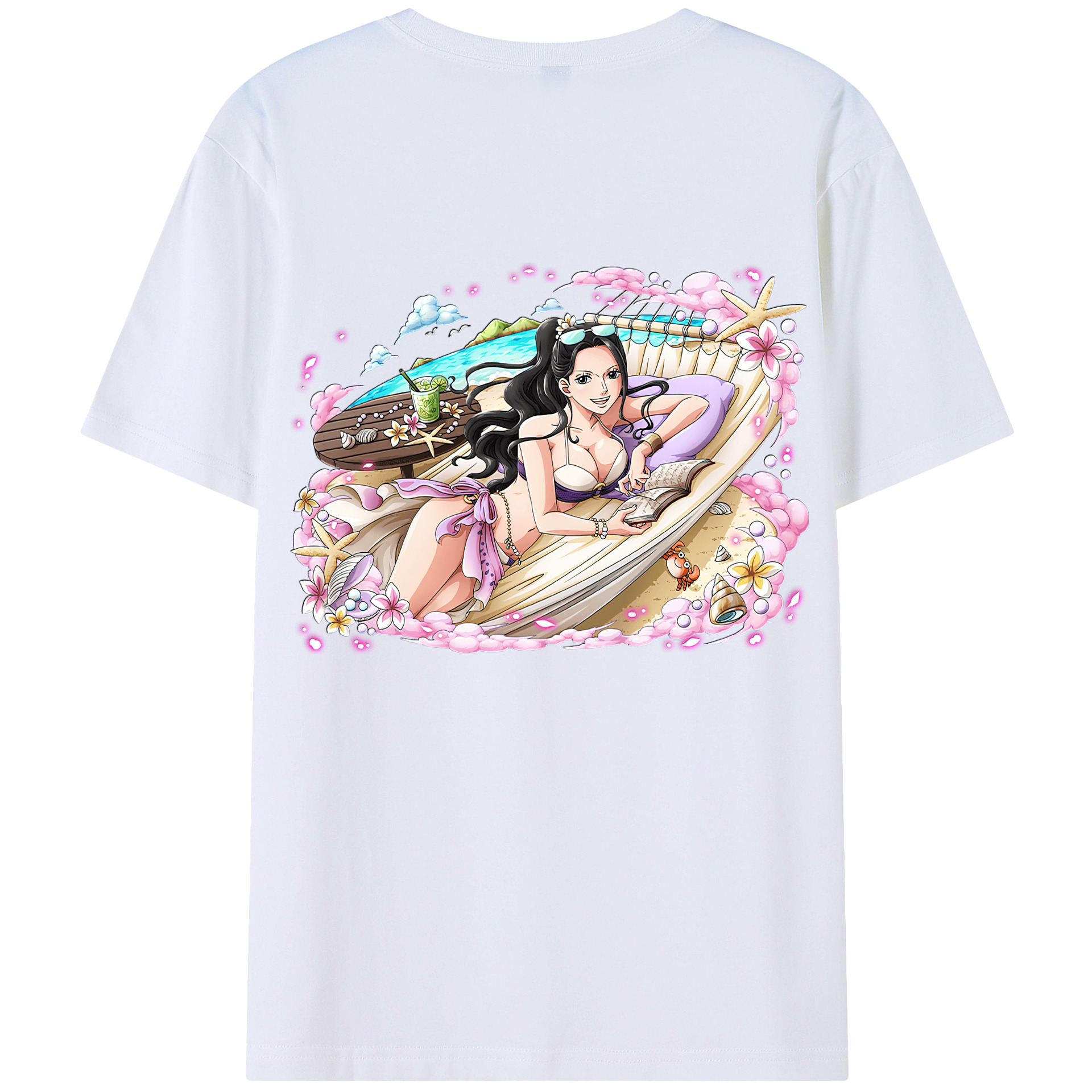 （画像用） ワンピース ニコ・ロビン ONE PIECE Nico Robin 綿100％ メンズ半袖Tシャツ（バックプリント） 通気性